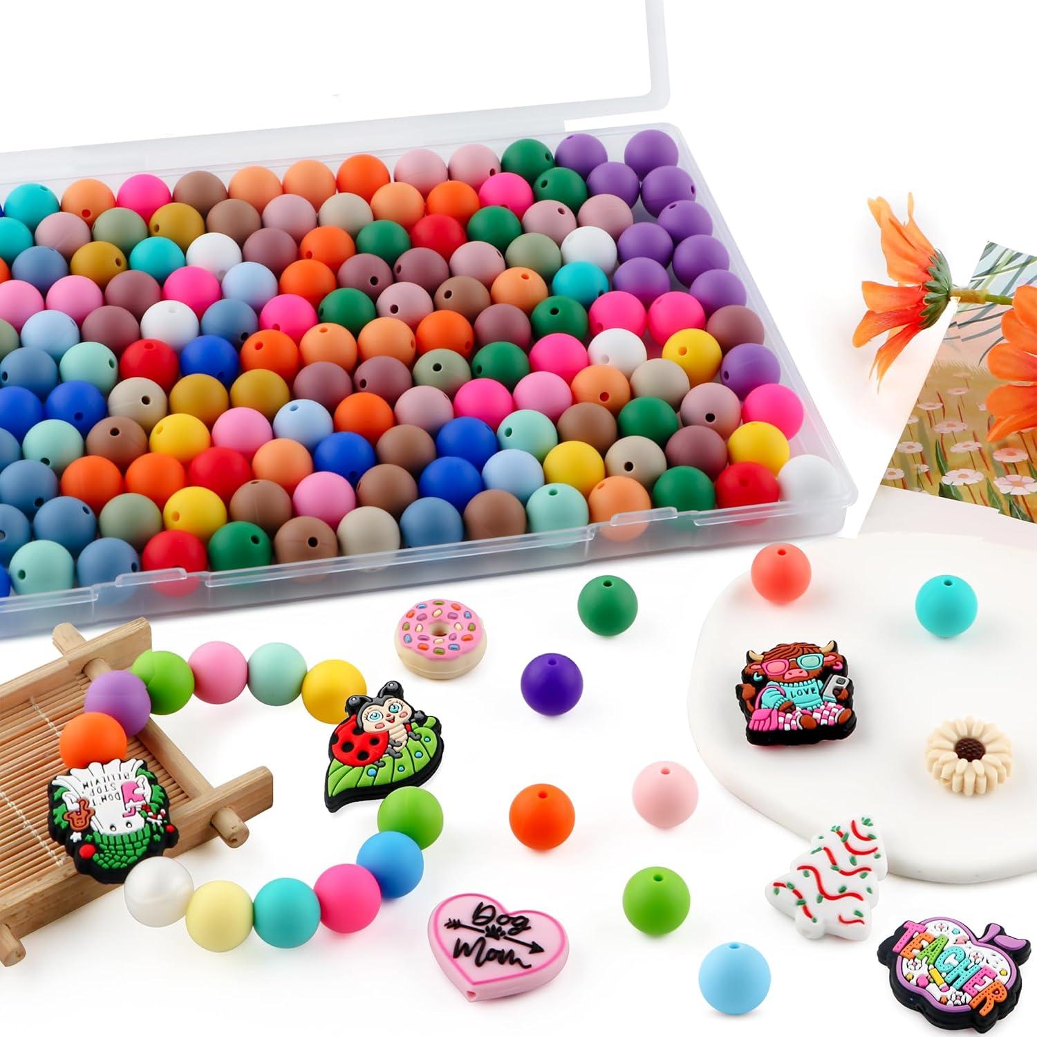 200 Perlas de Silicona Multicolor 12mm Lovyomi para Manualidades