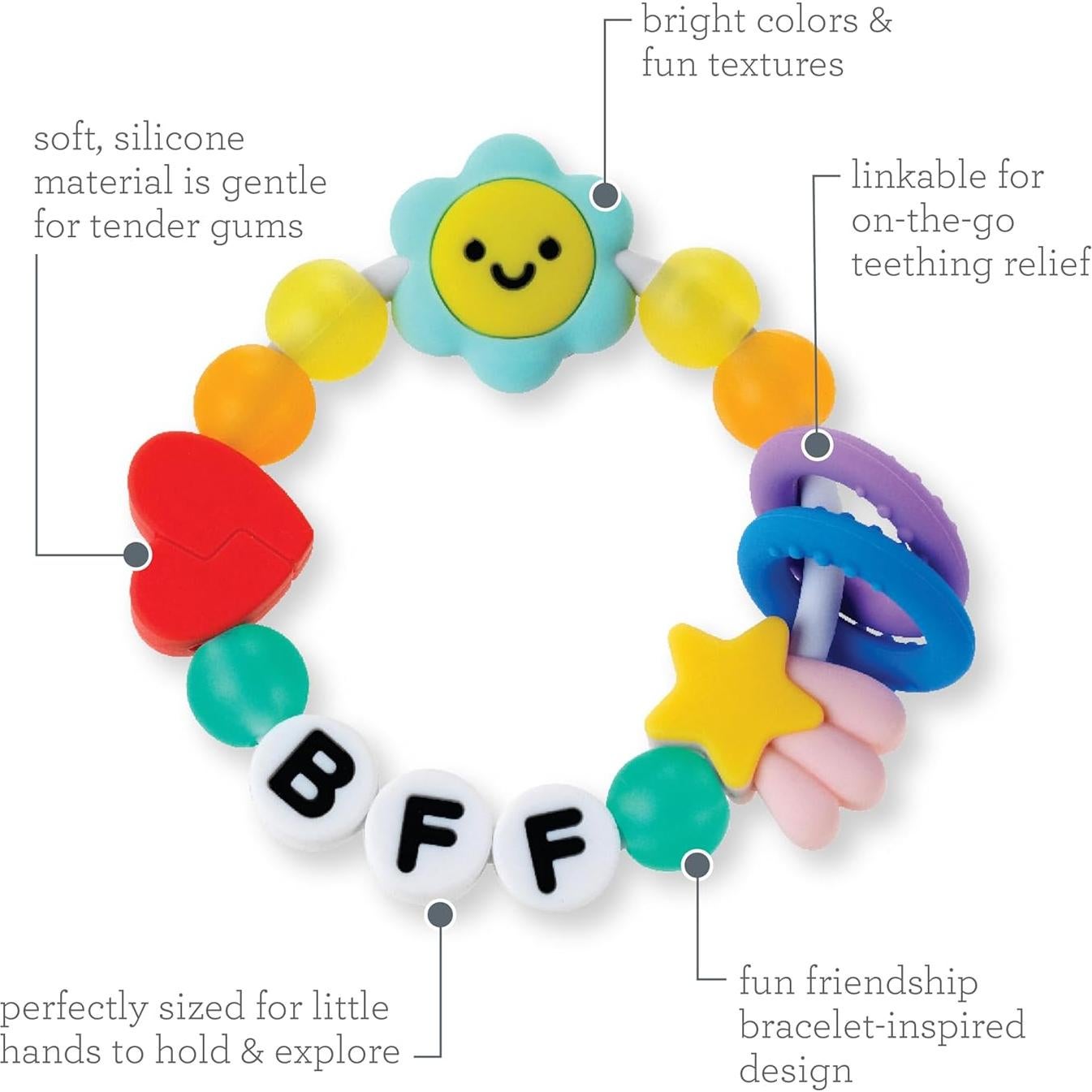 Mordedor para Bebé Infantino BFF - Silicona Suave y Colorida