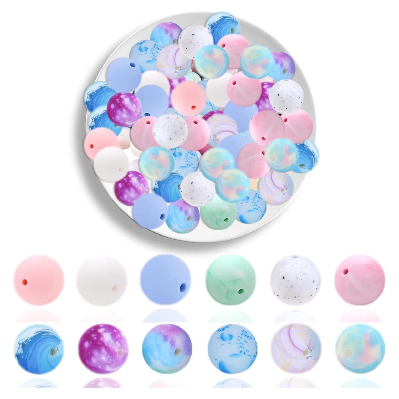 Conjunto de 78 cuentas de silicona AELUUAKE 15mm colores