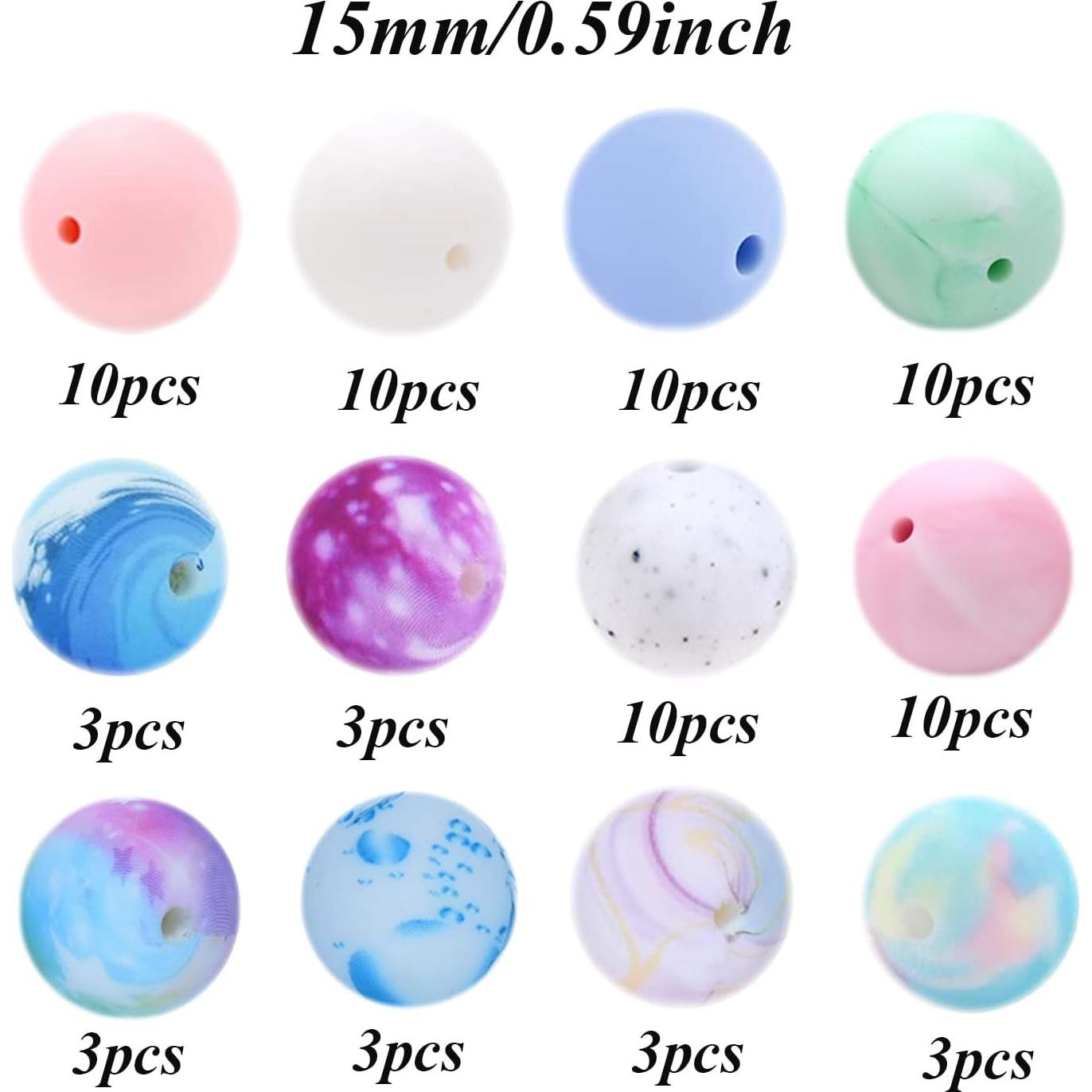 Conjunto de 78 cuentas de silicona AELUUAKE 15mm colores