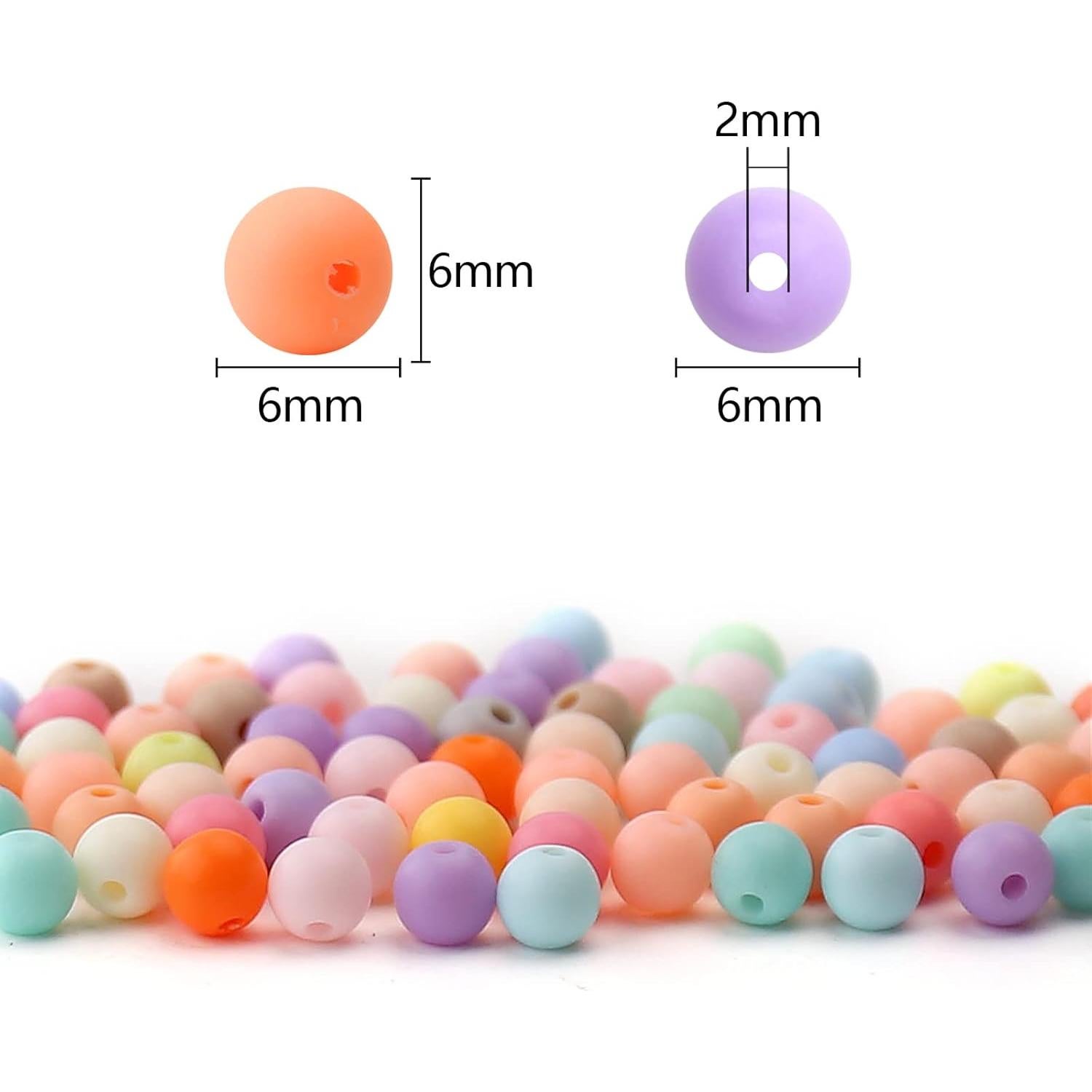 Perlas Acrílicas Redondas 6MM Colores Mezclados Mate BONNY BOXX