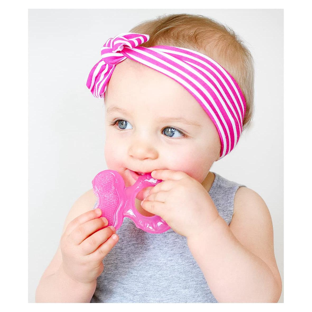 Mordedor Nuby Teethe-EEZ Silicona Rosa con Estuche Higiénico