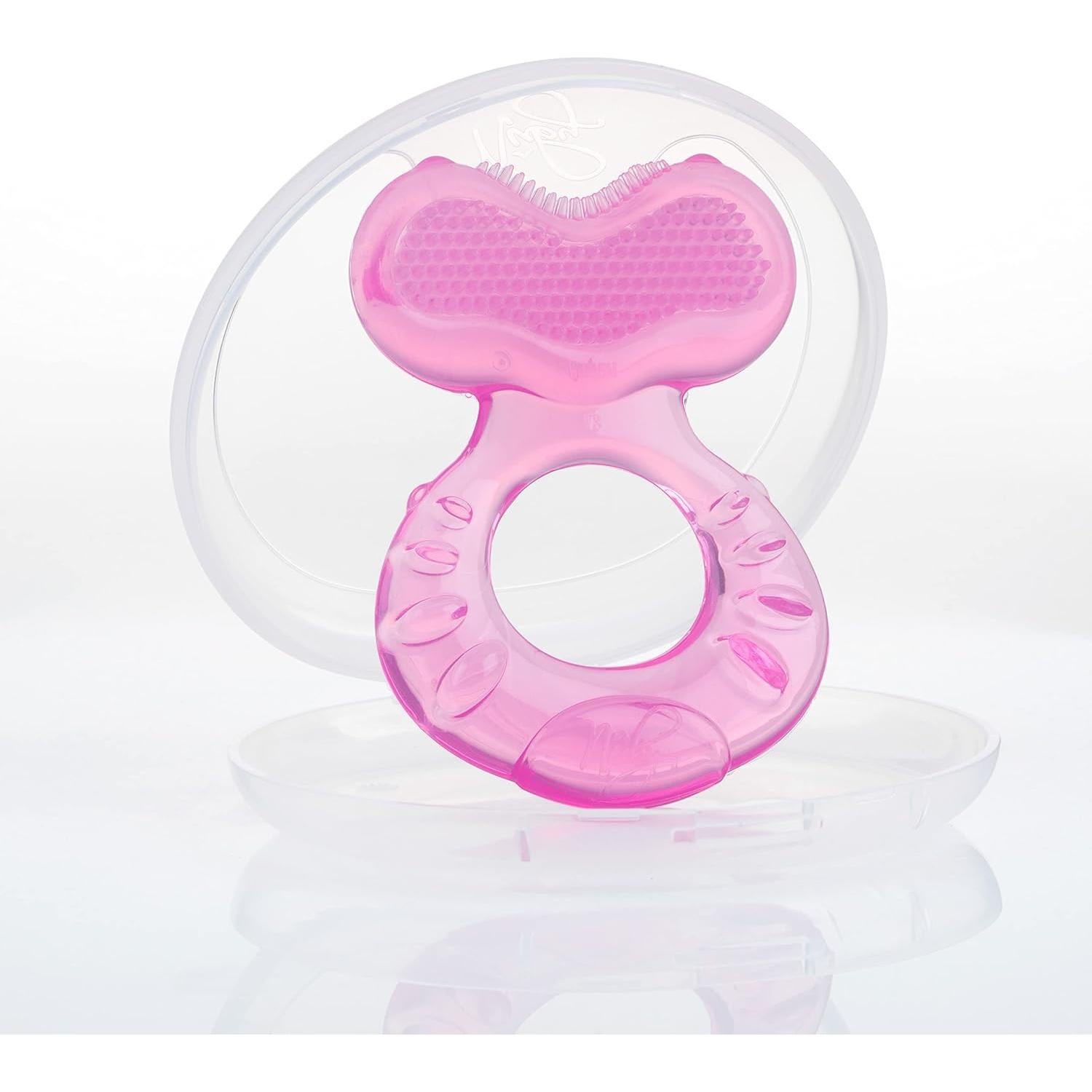 Mordedor Nuby Teethe-EEZ Silicona Rosa con Estuche Higiénico