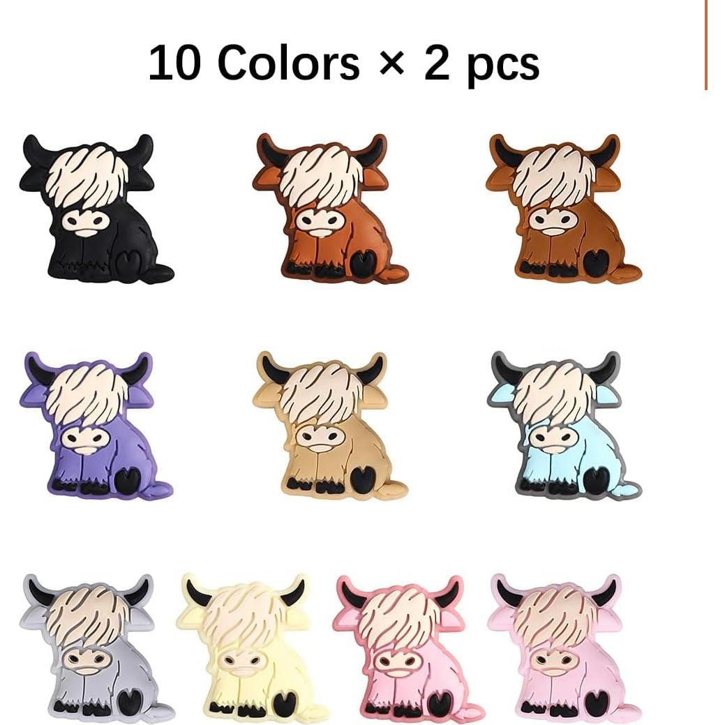 Perlas de Silicona Chieeon 20pcs Vaca de Tierras Altas DIY