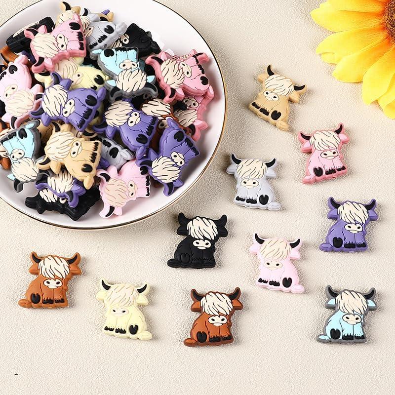 Perlas de Silicona Chieeon 20pcs Vaca de Tierras Altas DIY