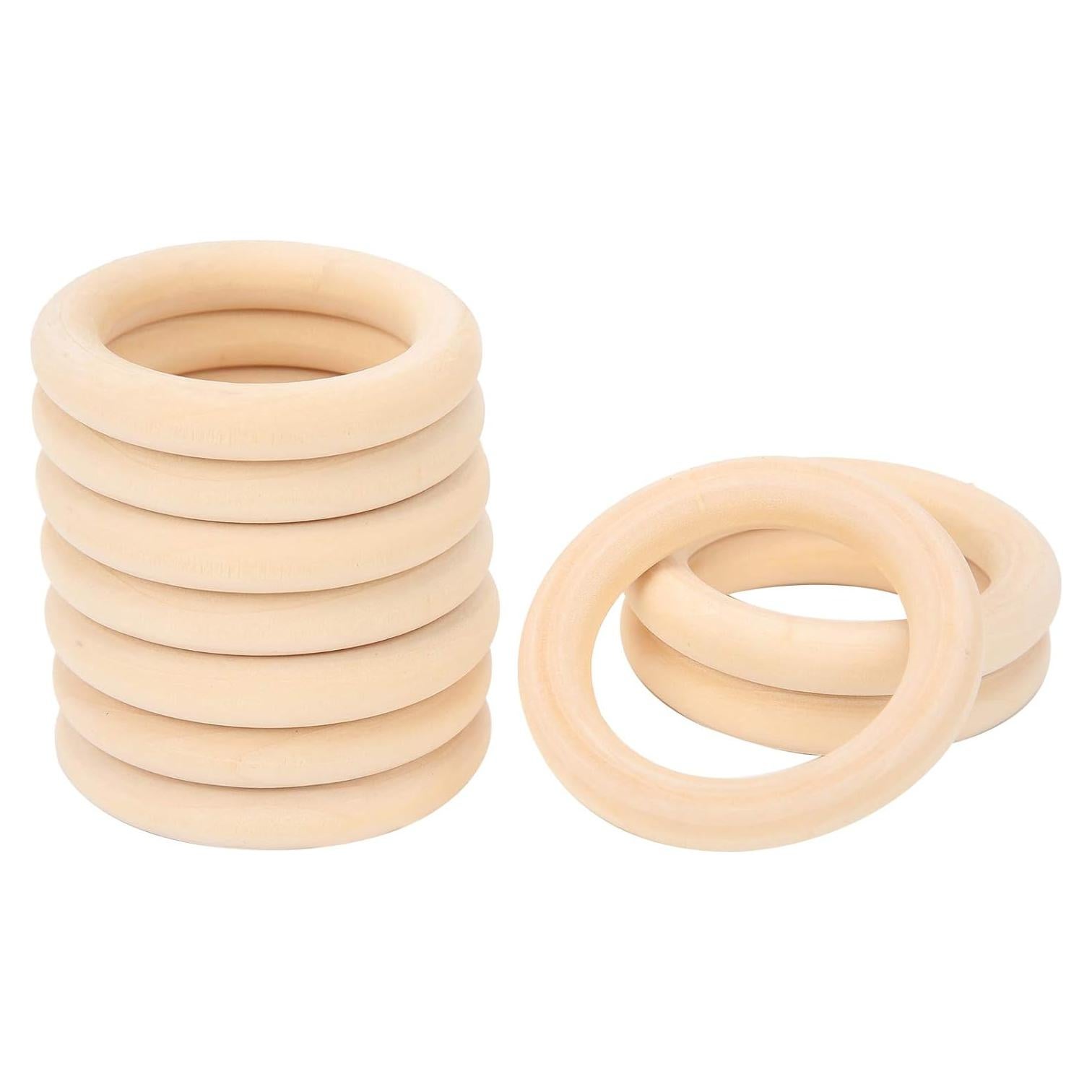 10 Anillos de Dentición de Madera para Bebés 65mm Ecológicos
