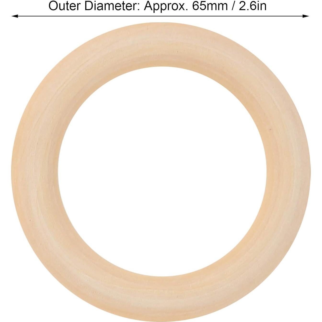 10 Anillos de Dentición de Madera para Bebés 65mm Ecológicos