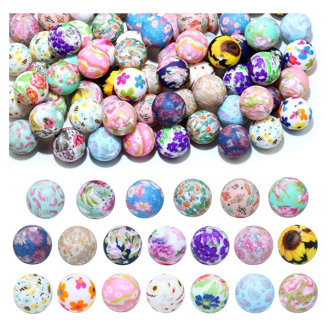 80 Perlas de Silicona MONSEALYT 15mm para Manualidades Flor