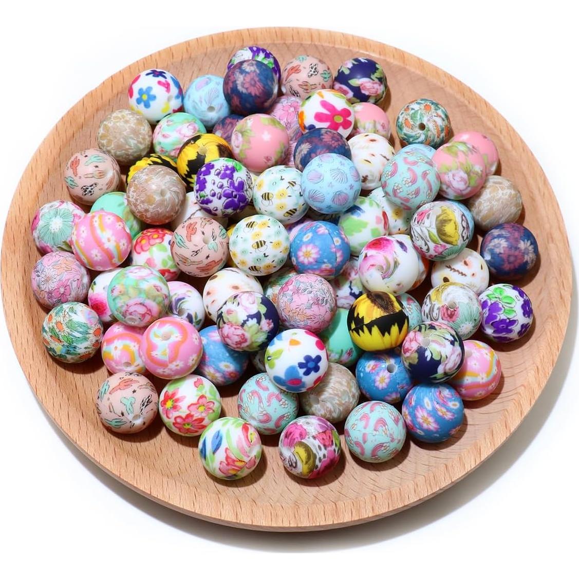 80 Perlas de Silicona MONSEALYT 15mm para Manualidades Flor