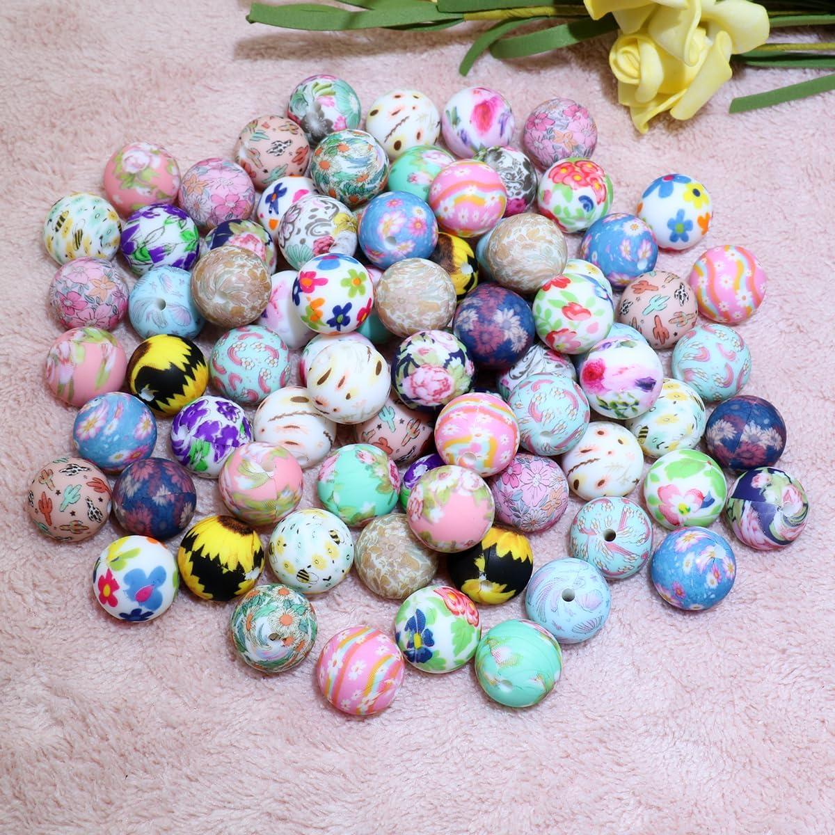 80 Perlas de Silicona MONSEALYT 15mm para Manualidades Flor