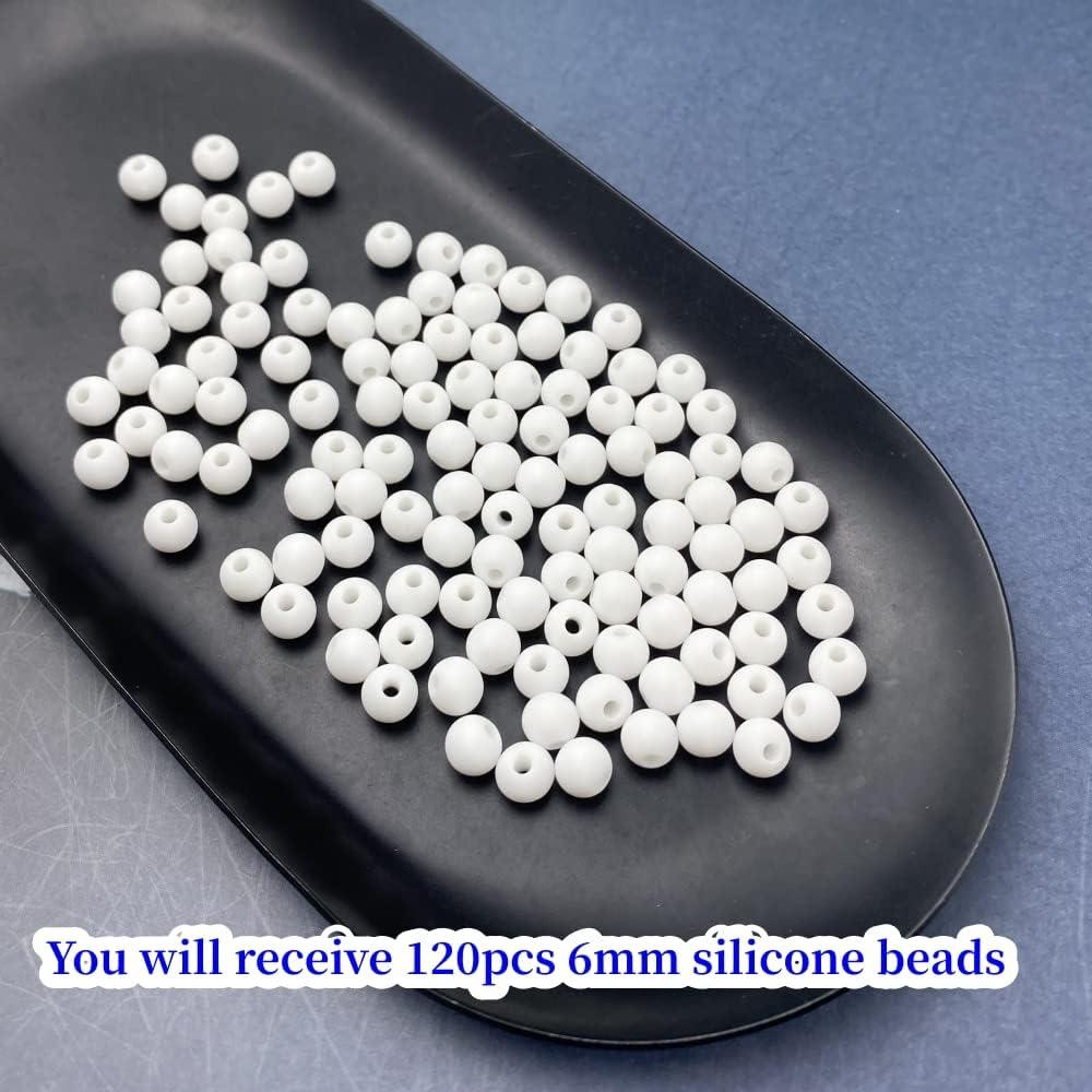 Perlas de Silicona Xinhongo 120pcs 6mm Blancas para Joyería DIY