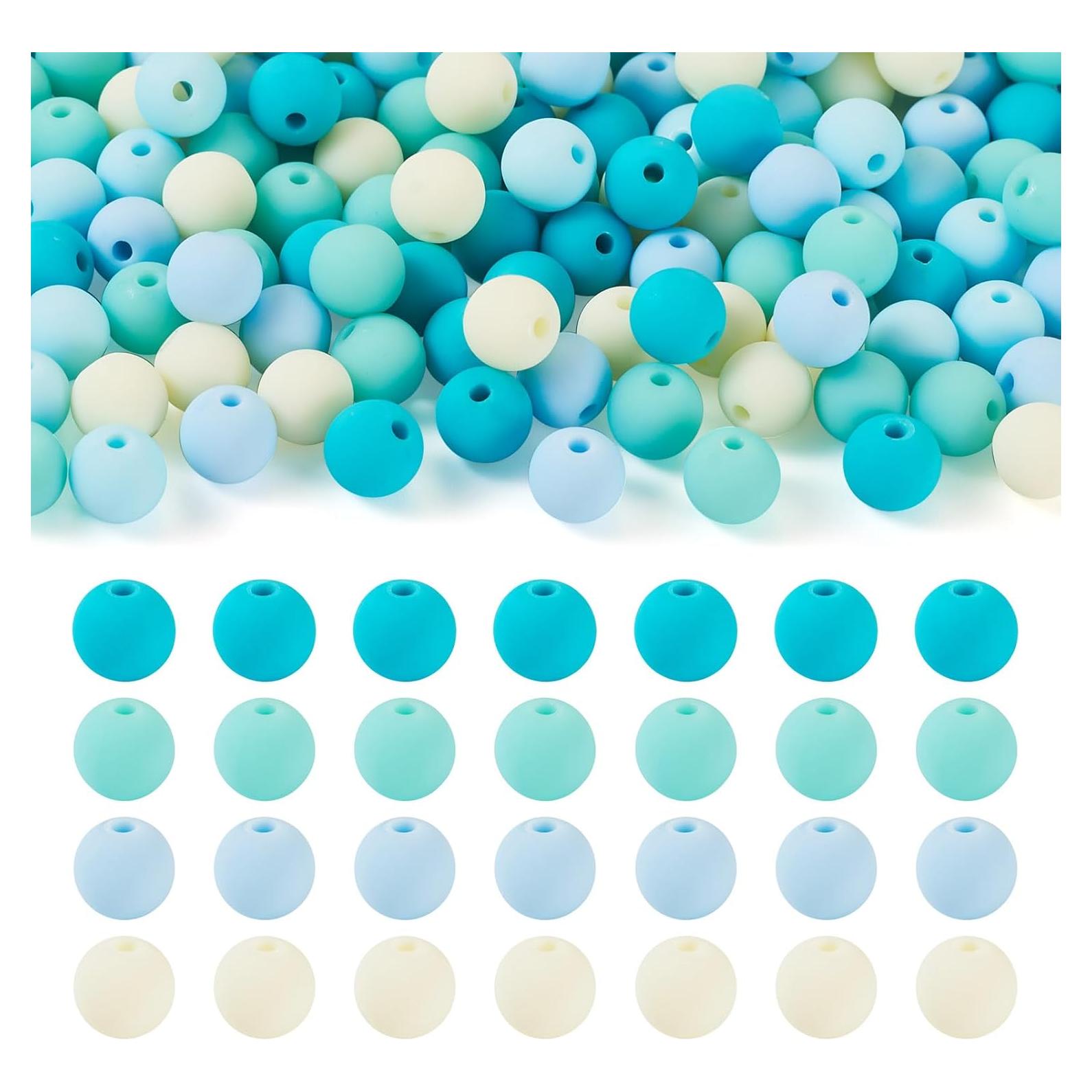 Perlas de Acrílico y Silicona FASHEWELRY 192 Pcs 8mm Turquesa