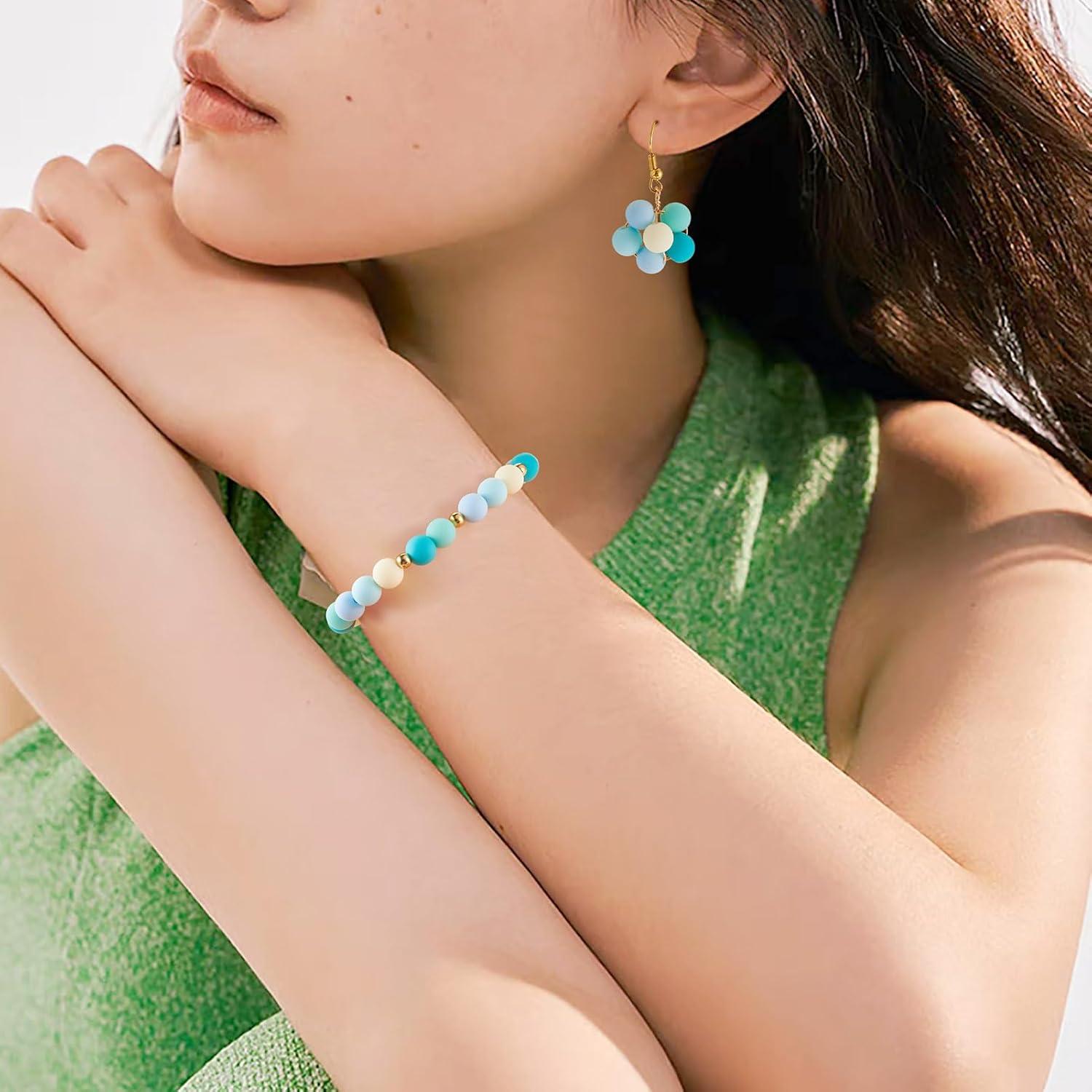 Perlas de Acrílico y Silicona FASHEWELRY 192 Pcs 8mm Turquesa