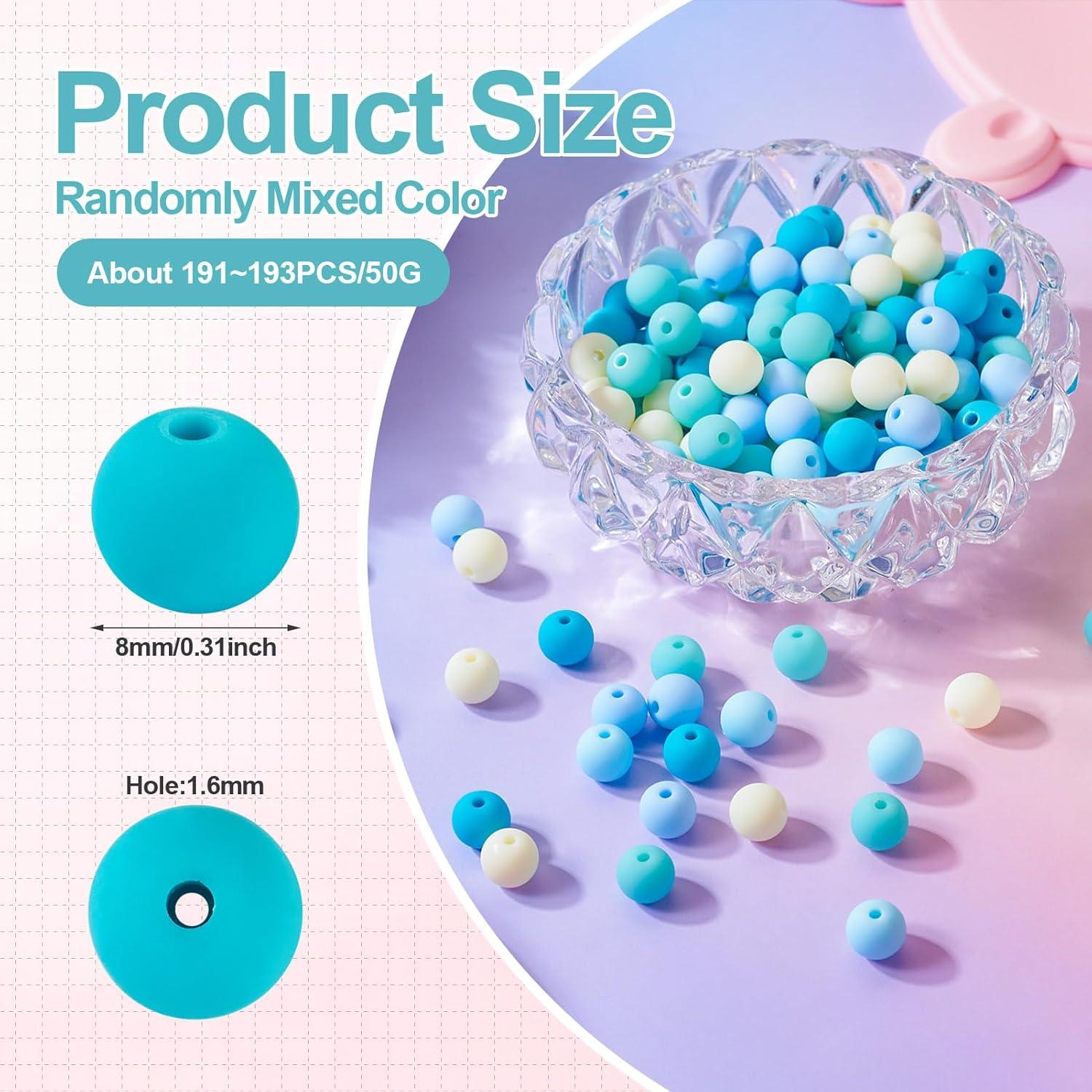 Perlas de Acrílico y Silicona FASHEWELRY 192 Pcs 8mm Turquesa