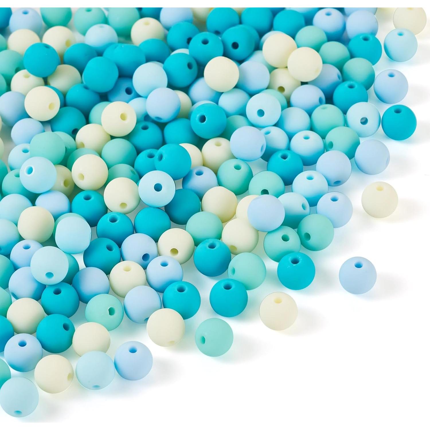 Perlas de Acrílico y Silicona FASHEWELRY 192 Pcs 8mm Turquesa