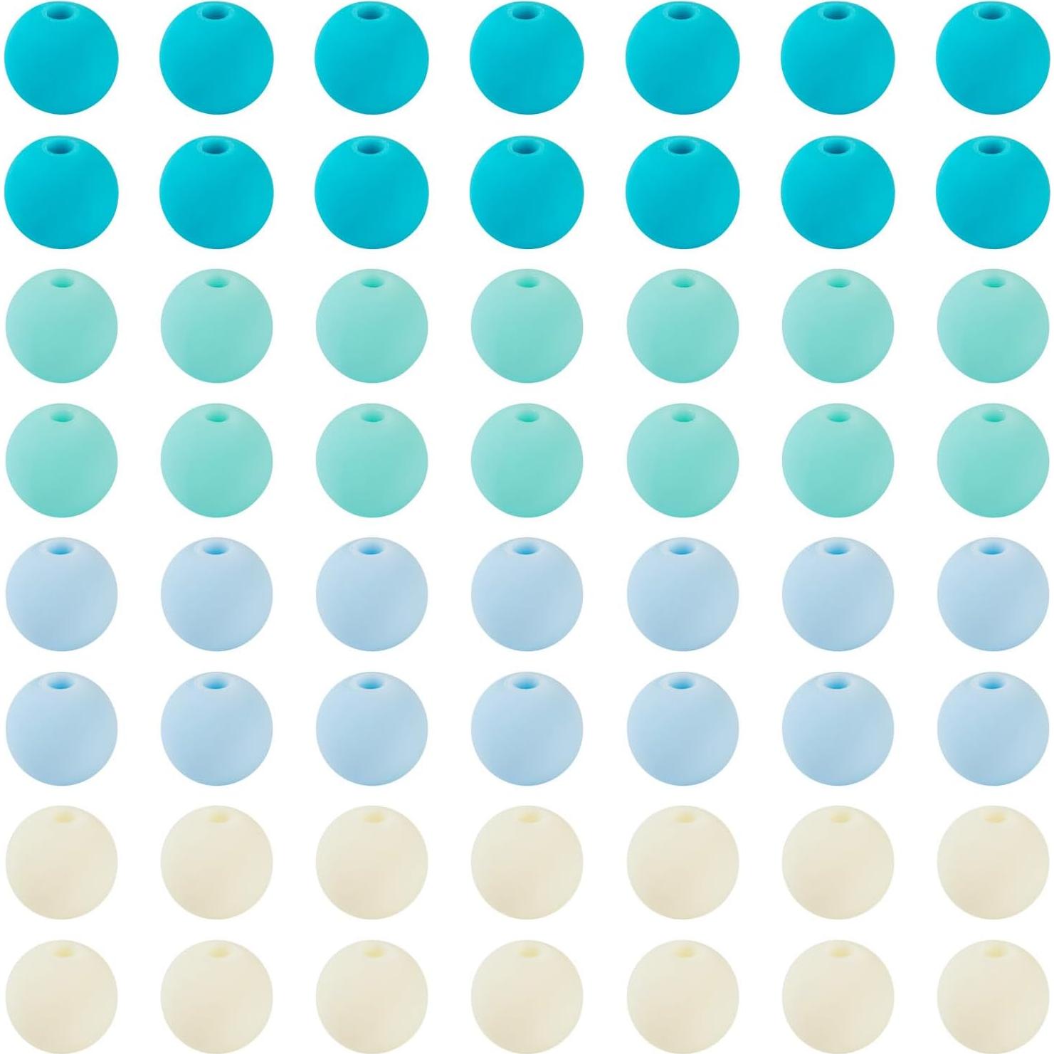 Perlas de Acrílico y Silicona FASHEWELRY 192 Pcs 8mm Turquesa