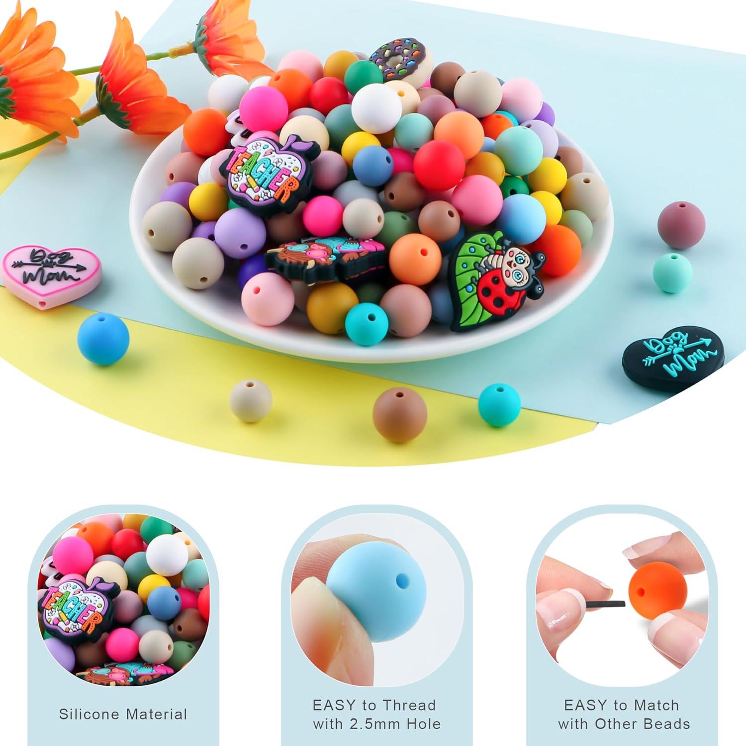 150 Perlas de Silicona 15mm Multicolor Lovyomi para Manualidades