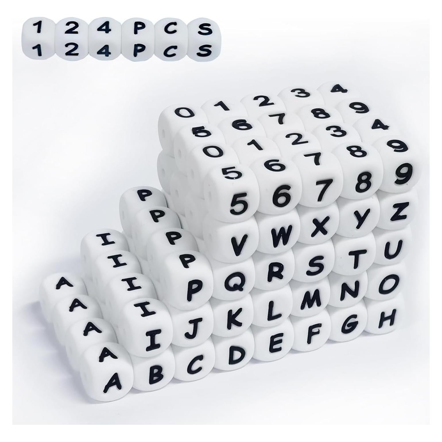 124 Perlas de Silicona Letras A-Z y Números 0-9 FINEWEN