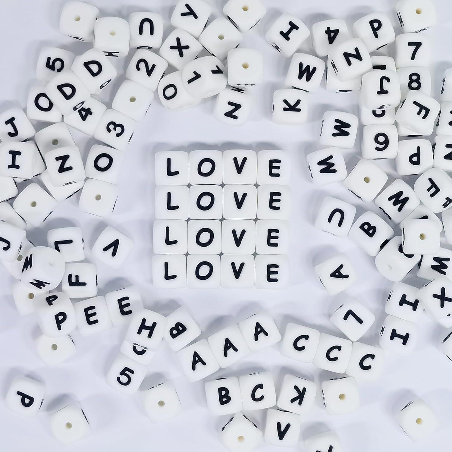 124 Perlas de Silicona Letras A-Z y Números 0-9 FINEWEN