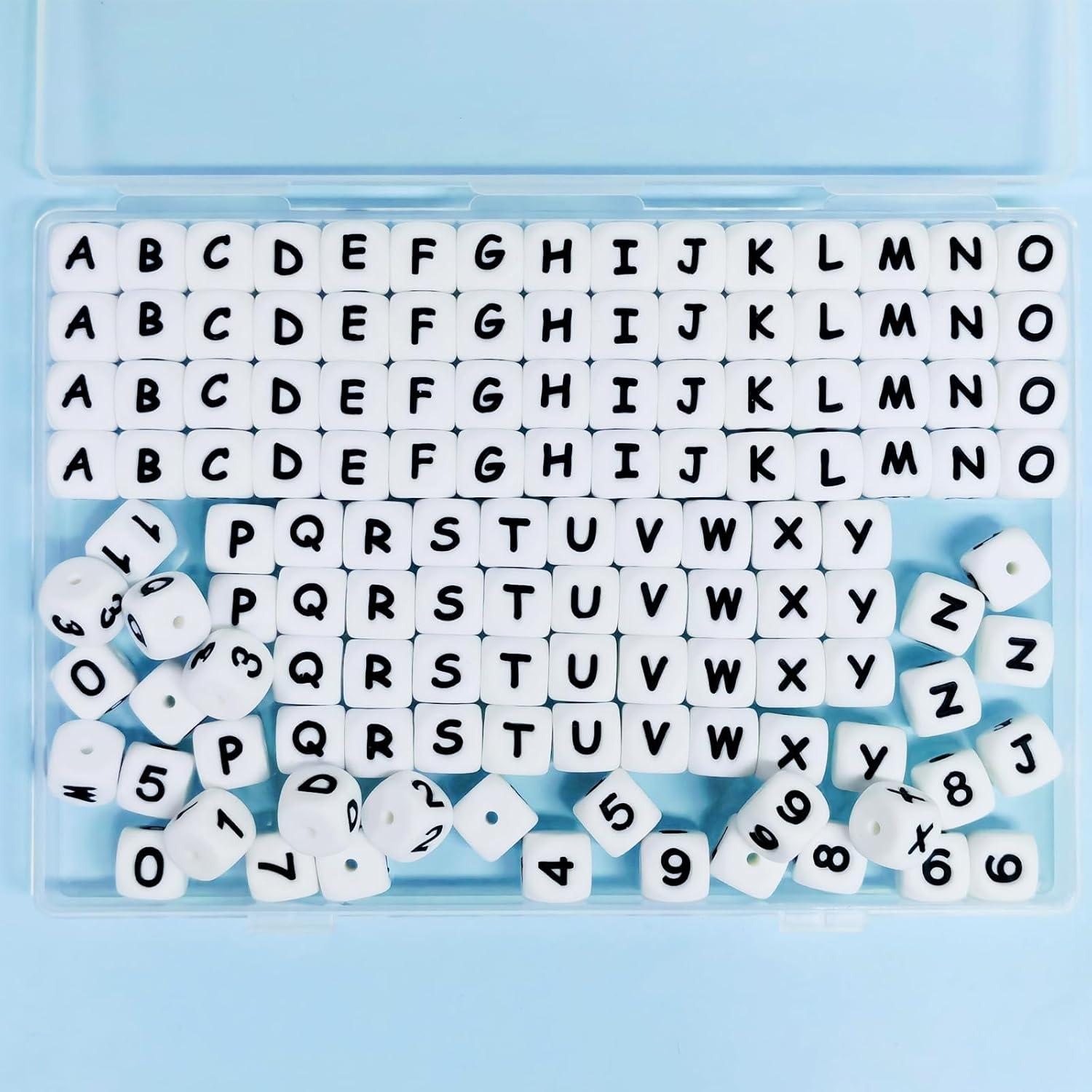 124 Perlas de Silicona Letras A-Z y Números 0-9 FINEWEN