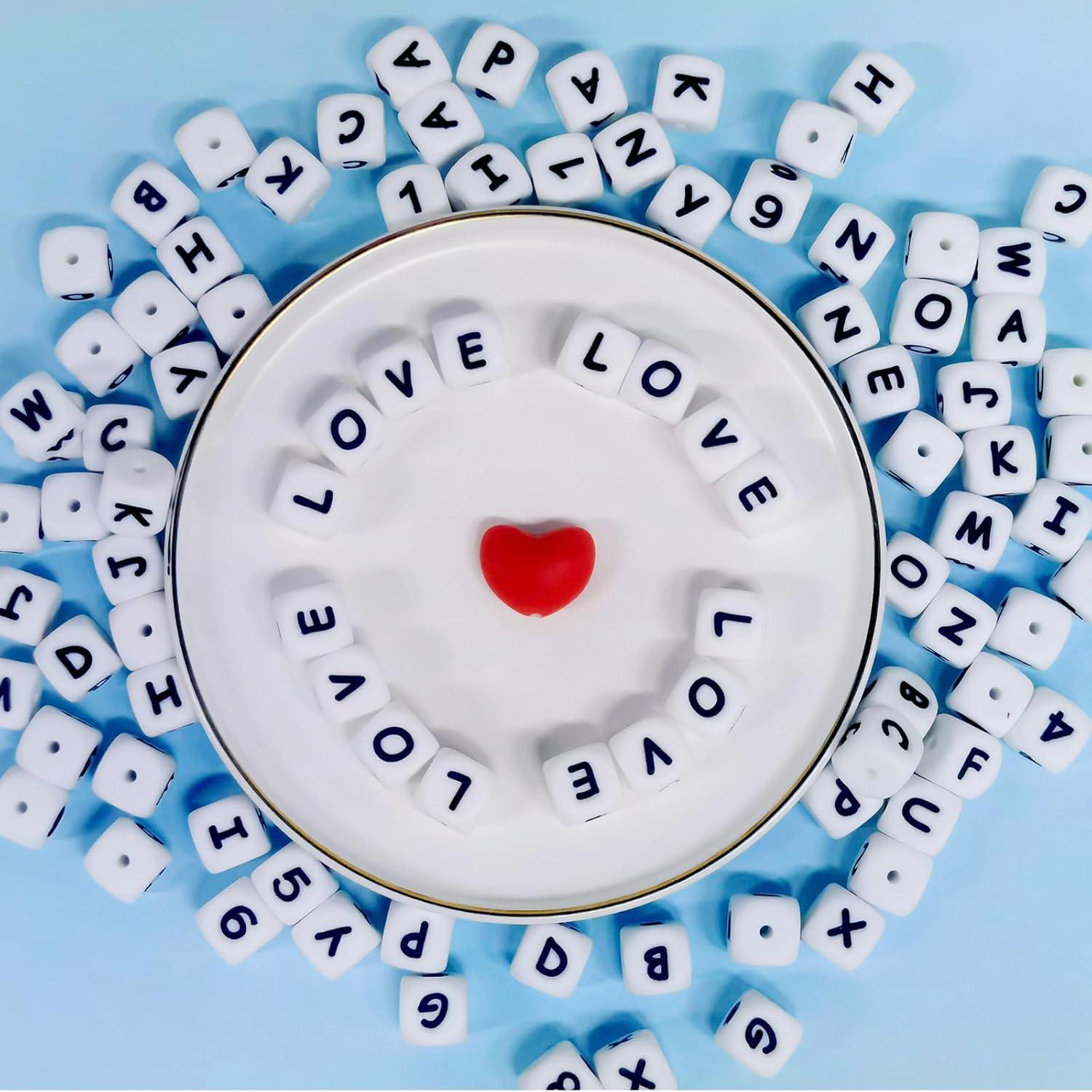 124 Perlas de Silicona Letras A-Z y Números 0-9 FINEWEN