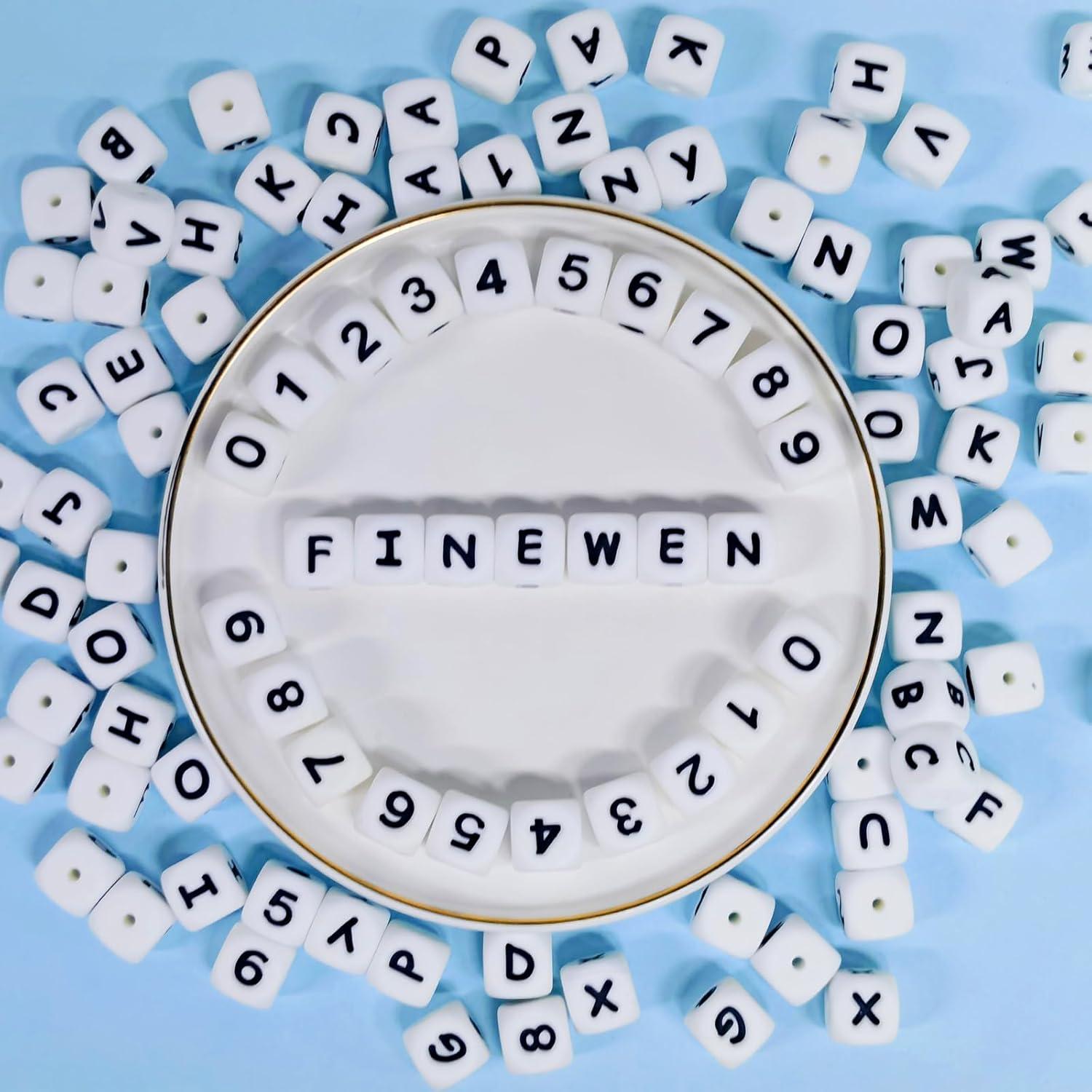 124 Perlas de Silicona Letras A-Z y Números 0-9 FINEWEN