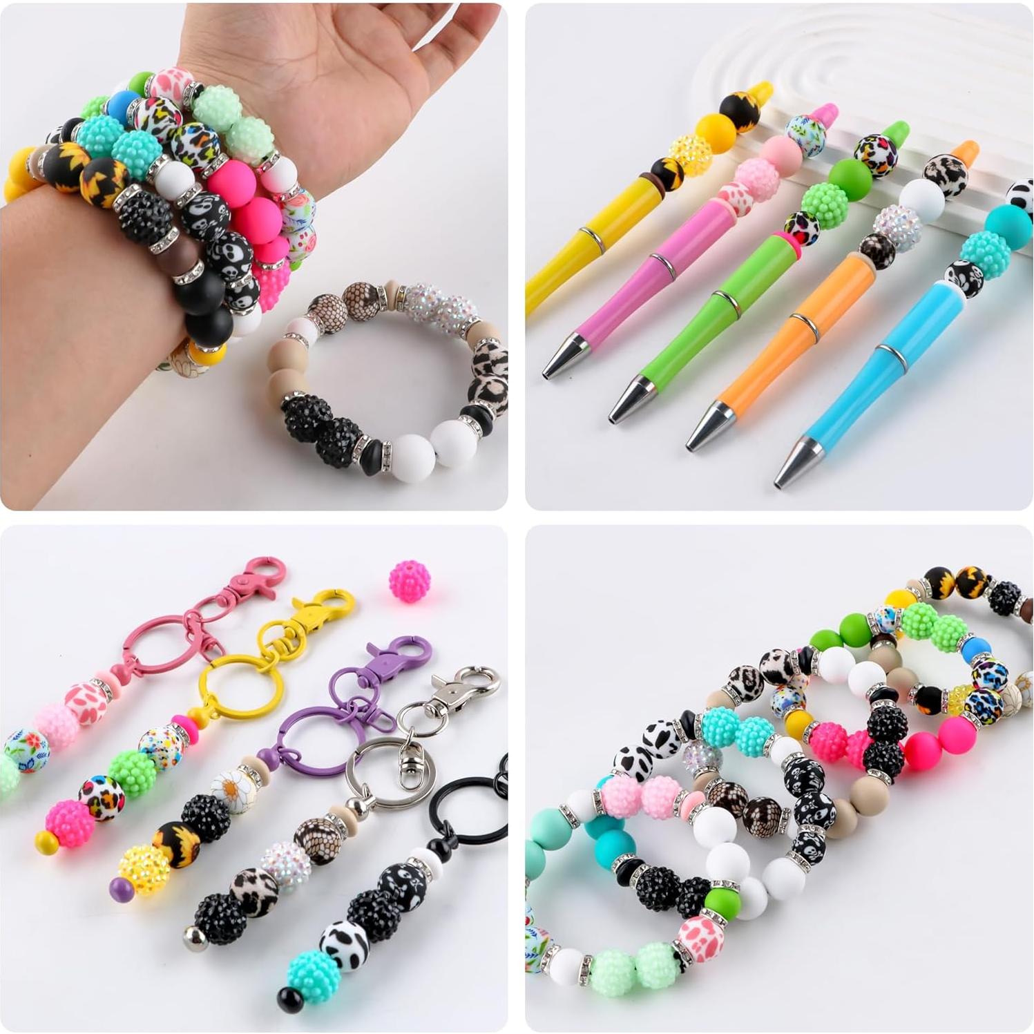 Sunrony 118 Piezas Perlas de Silicona Rosa Blanca Verde para Manualidades