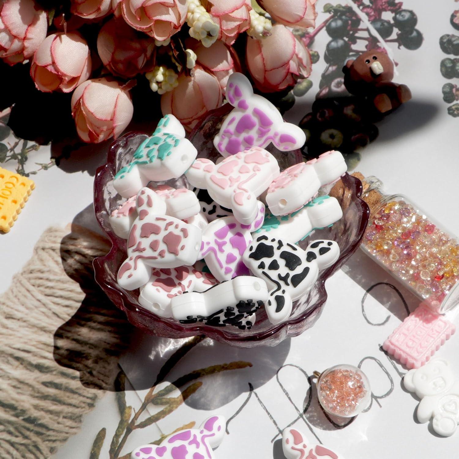 Cuentas de Silicona en Forma de Vaca 20pcs 30mm para Manualidades