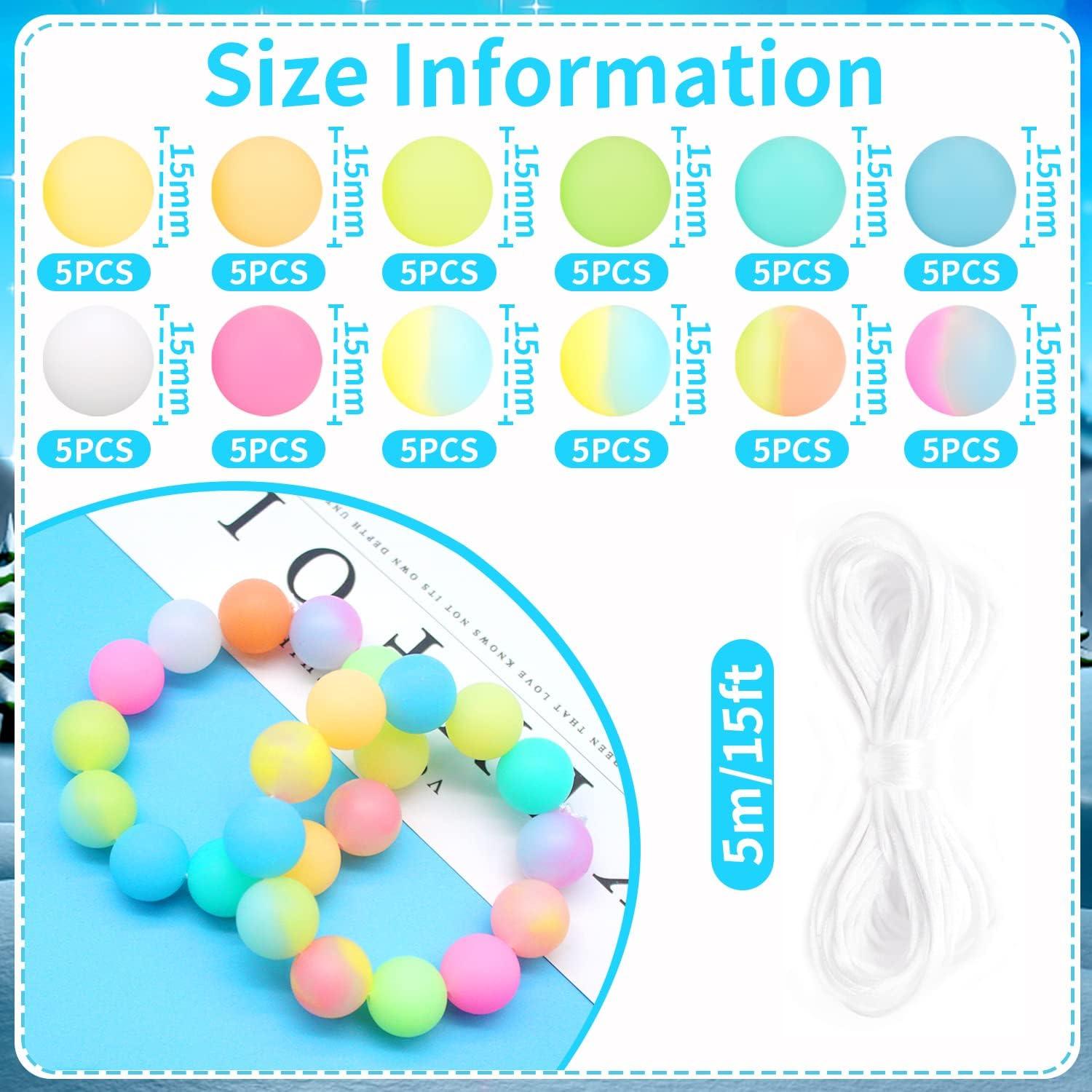 Perlas de Silicona Luminiscentes Cinvo 60 Pcs 15mm DIY