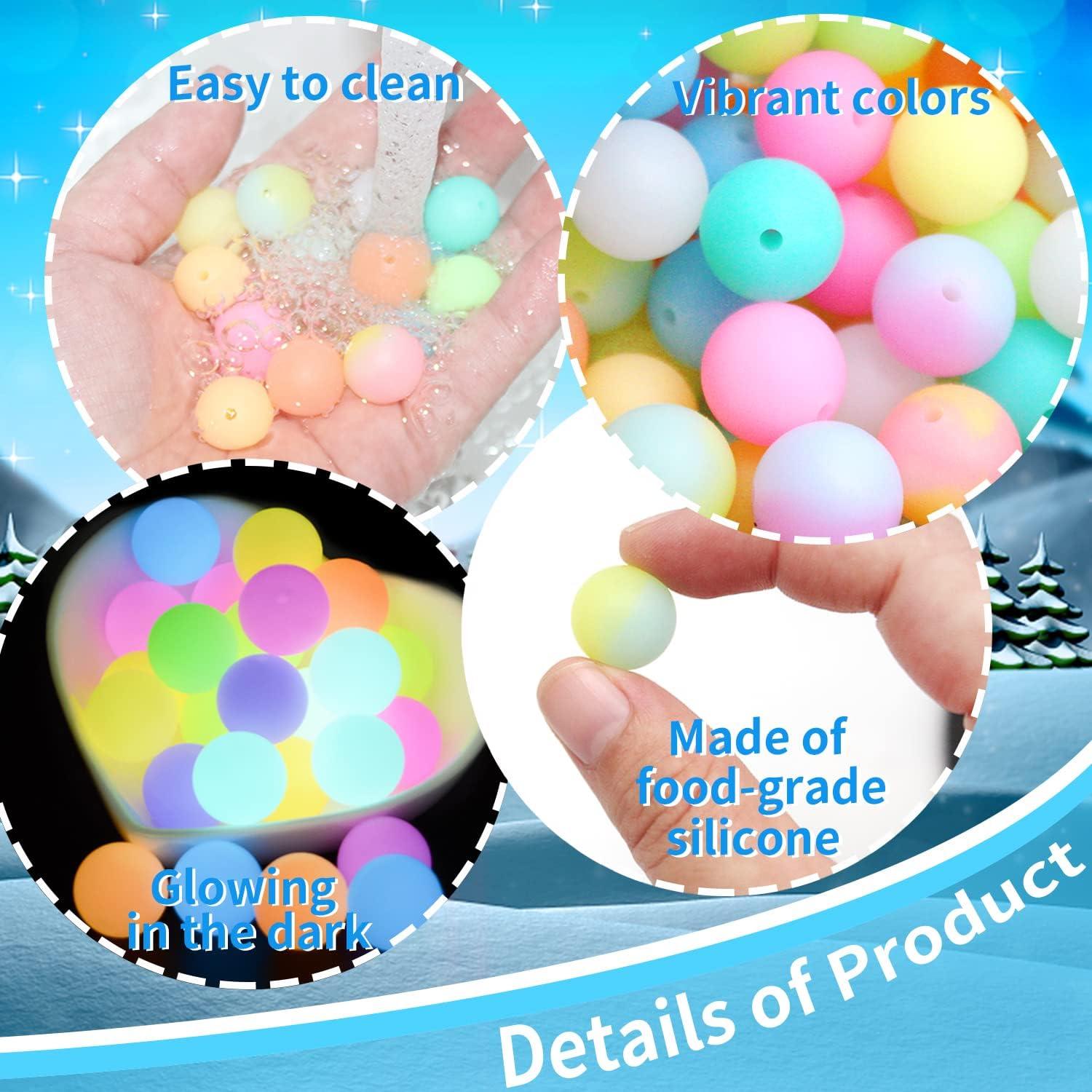 Perlas de Silicona Luminiscentes Cinvo 60 Pcs 15mm DIY