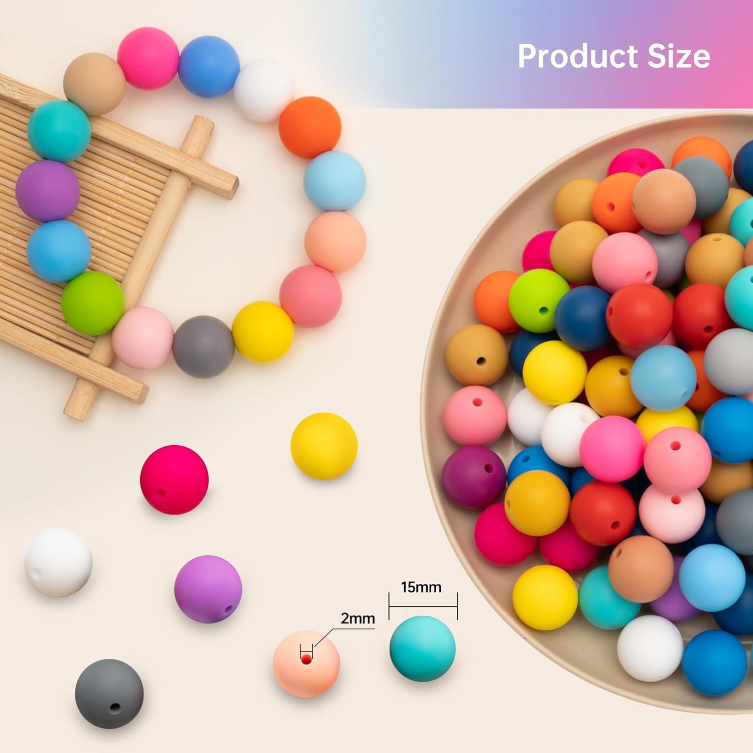 300 Perlas de Silicona 15mm BESKIT para Manualidades DIY