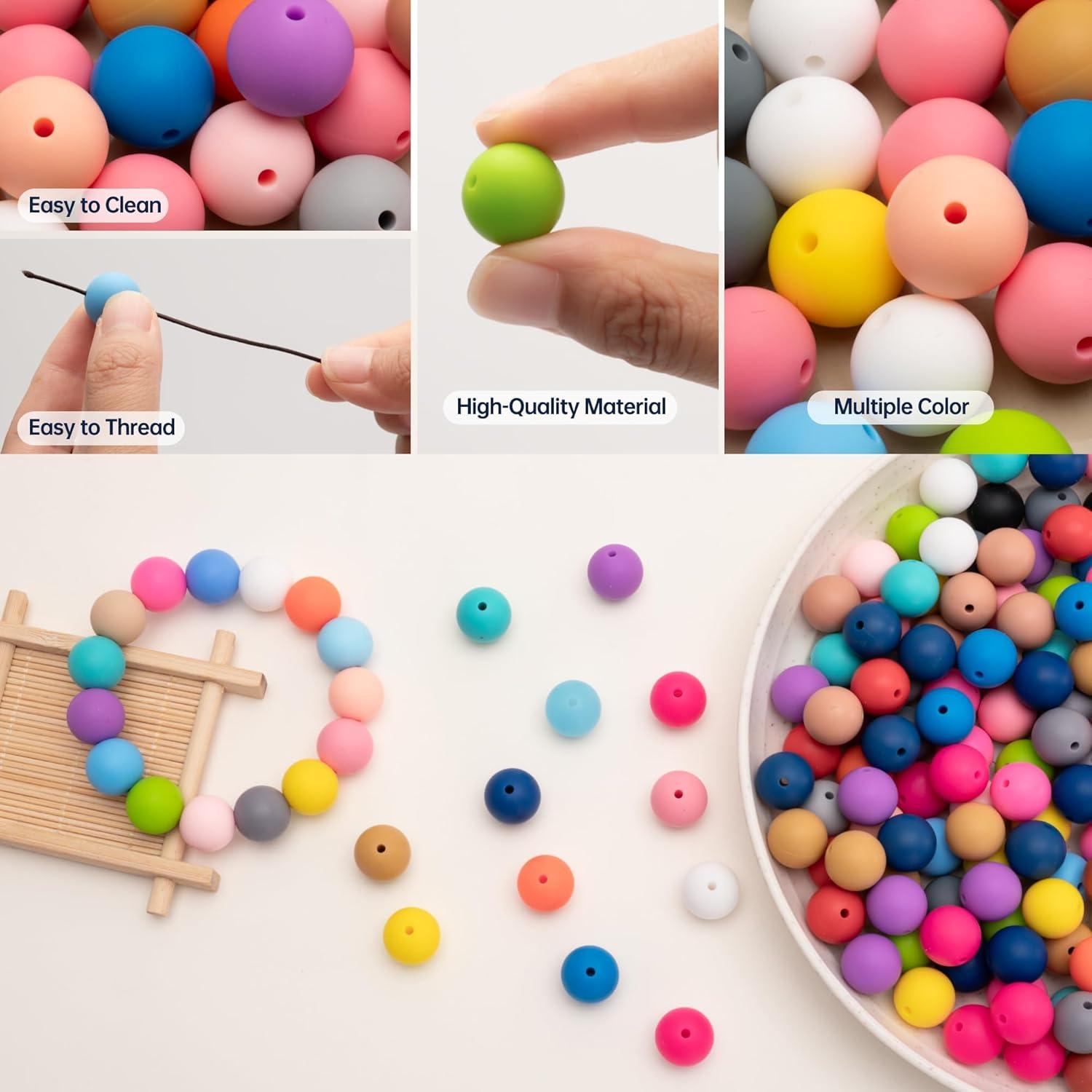 300 Perlas de Silicona 15mm BESKIT para Manualidades DIY