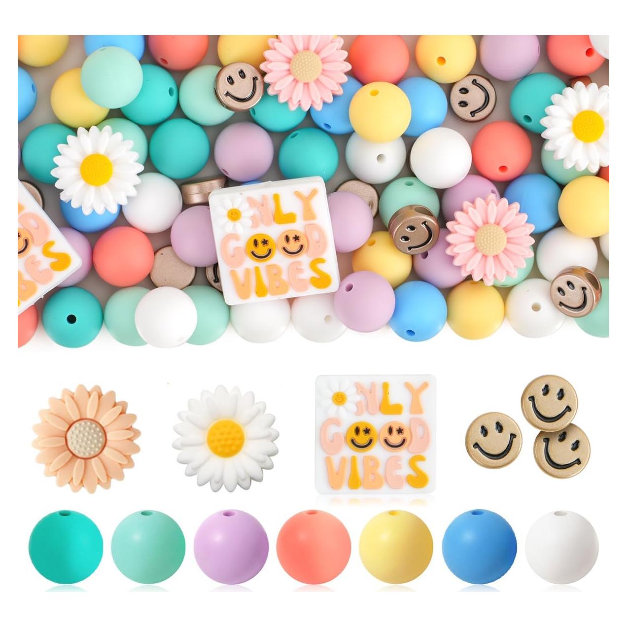 Perlas de Silicona Kaciola 108 Piezas Cara Sonriente 2.08cm