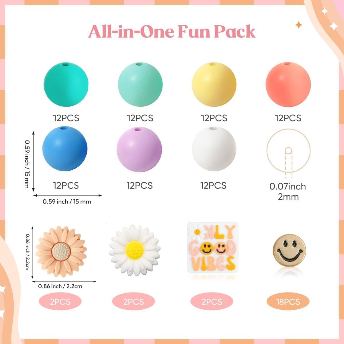 Perlas de Silicona Kaciola 108 Piezas Cara Sonriente 2.08cm