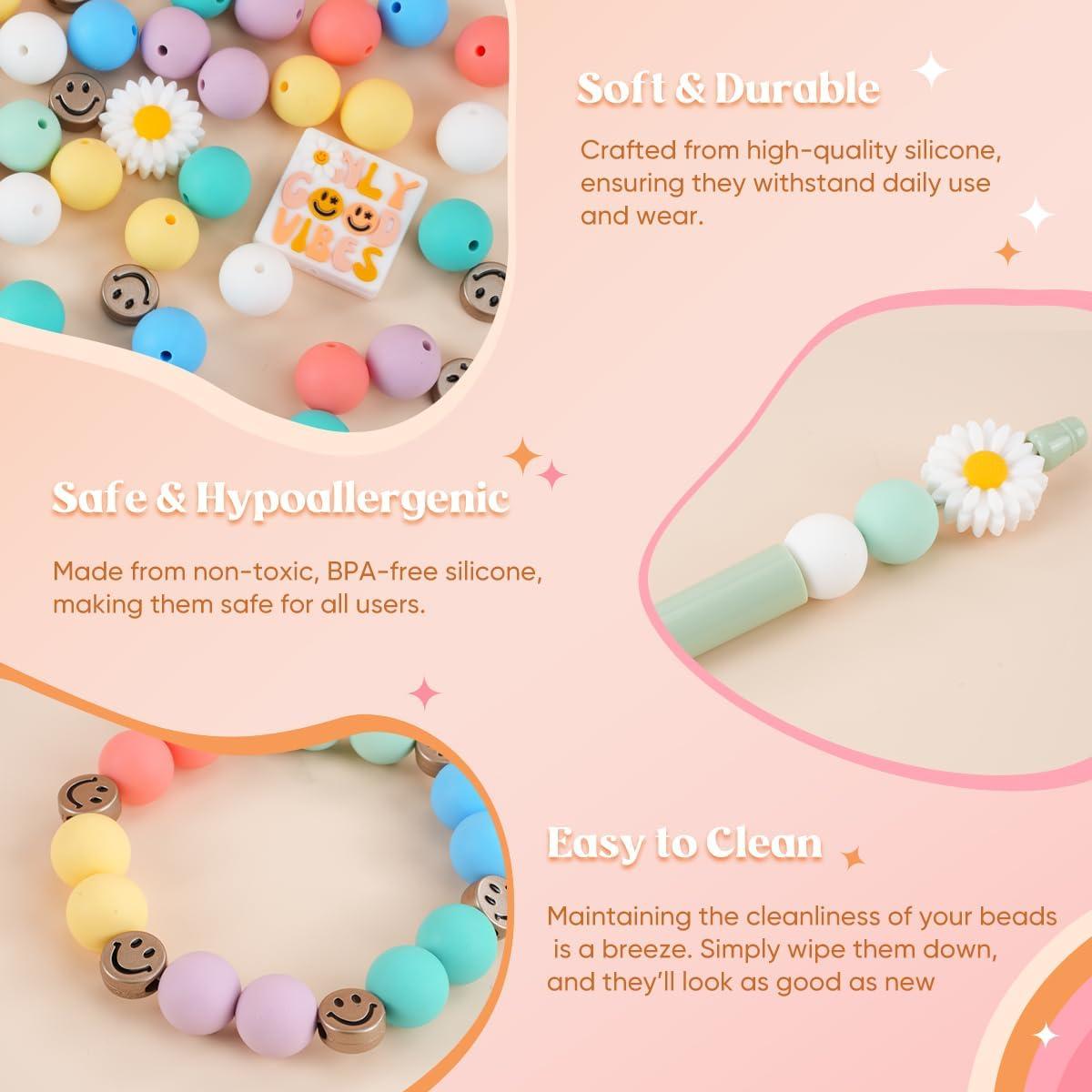 Perlas de Silicona Kaciola 108 Piezas Cara Sonriente 2.08cm