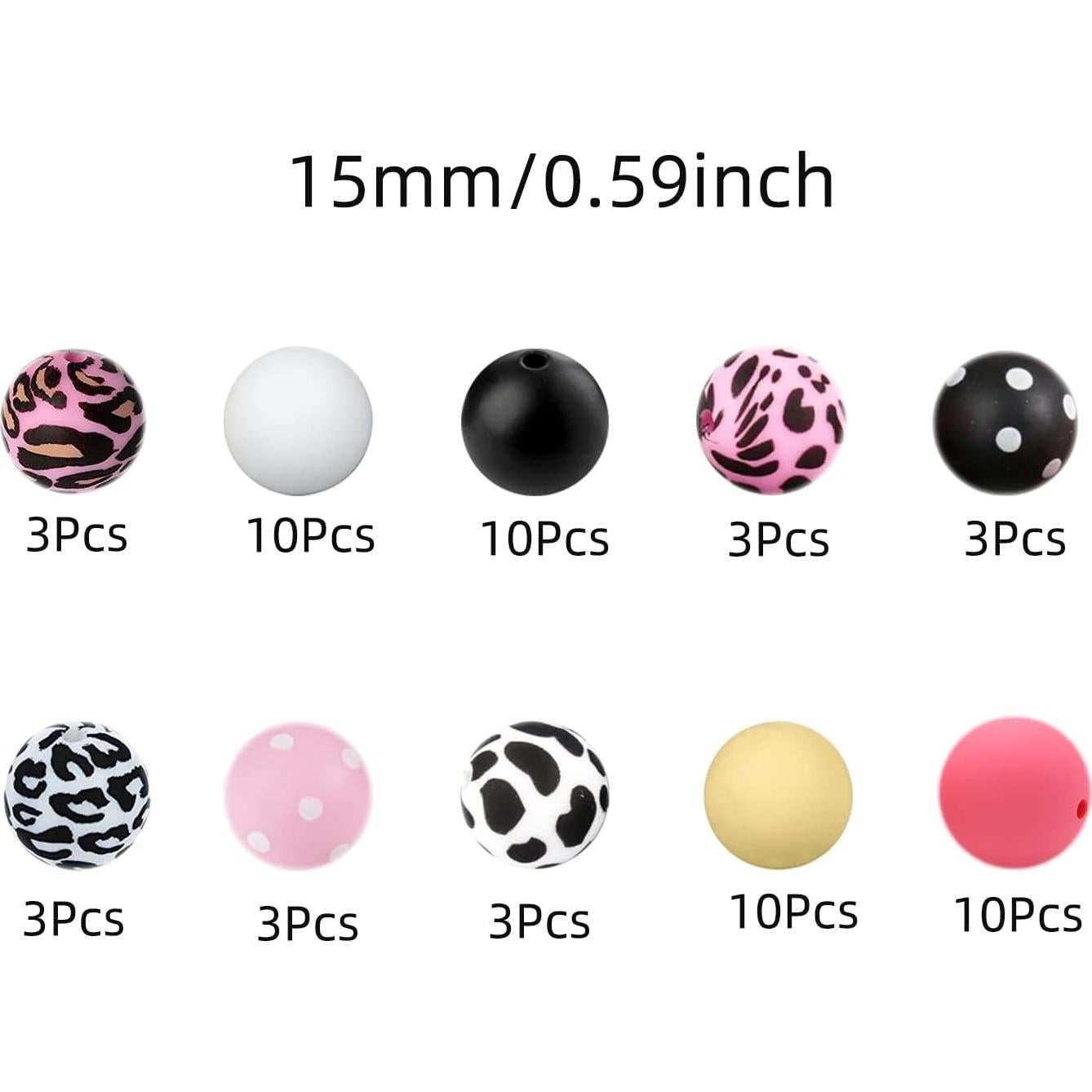 Conjunto de 58 cuentas de silicona AELUUAKE 15 mm colores mixtos
