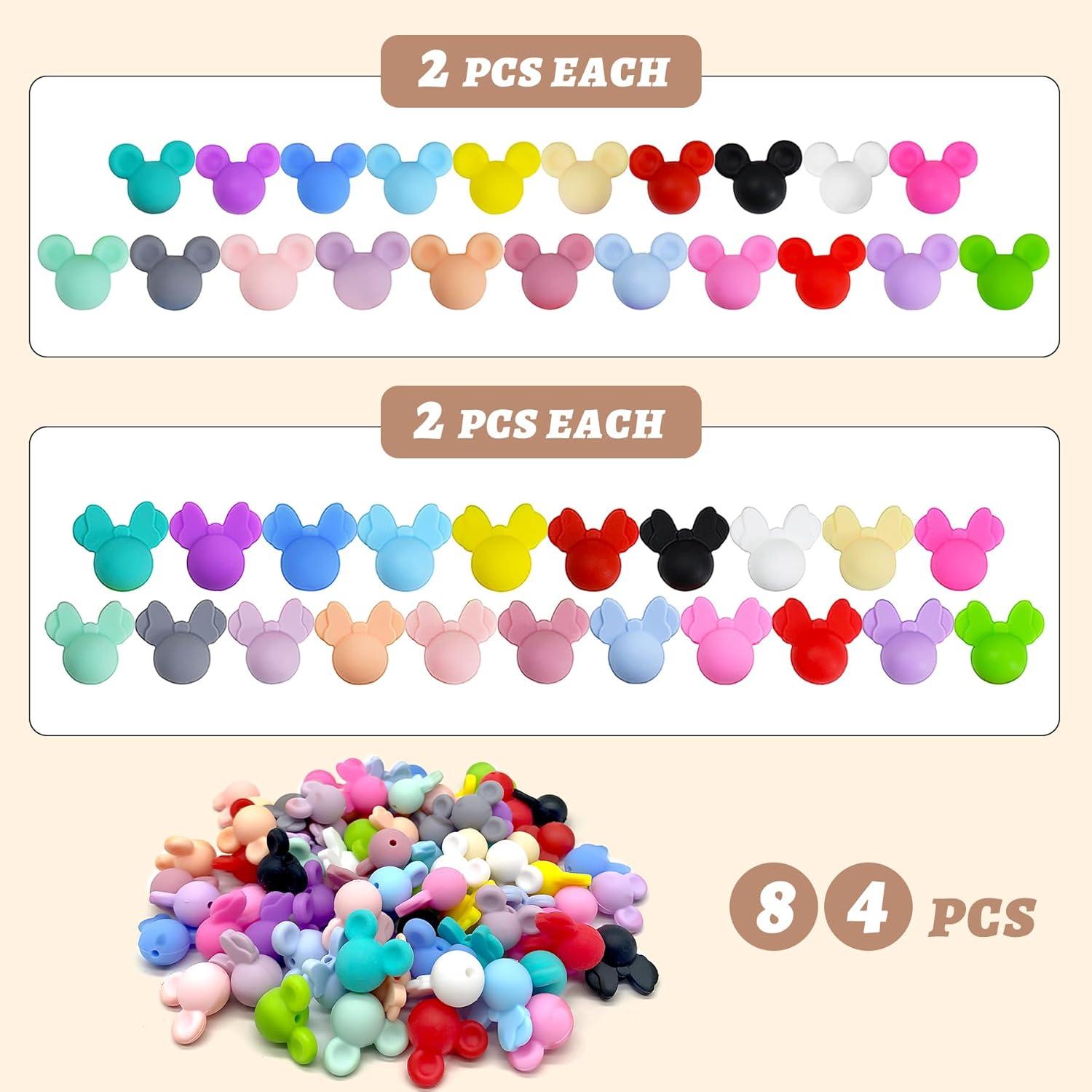 84 Perlas de Silicona Mickey Minnie PEVOGON para DIY