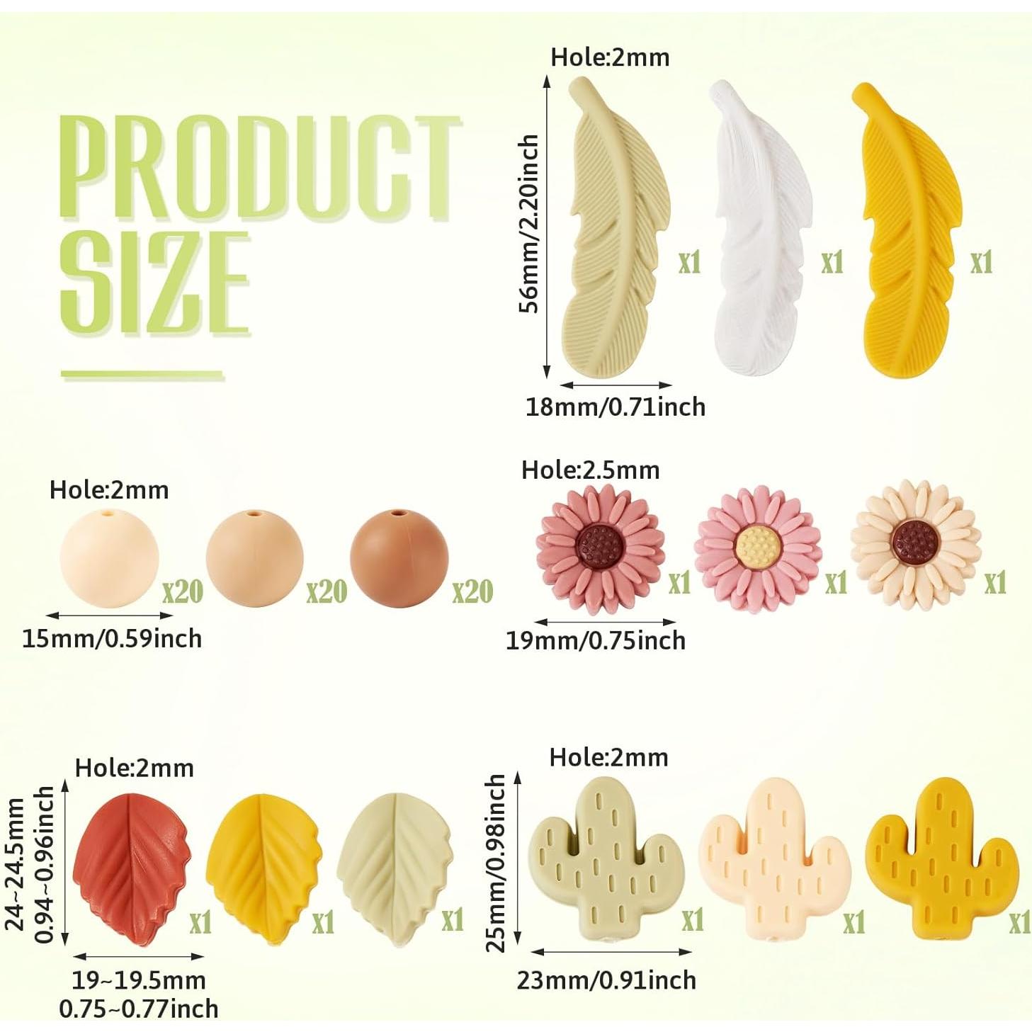 72 Perlas Focales de Silicona Craftdady - 15mm y Formas Variadas