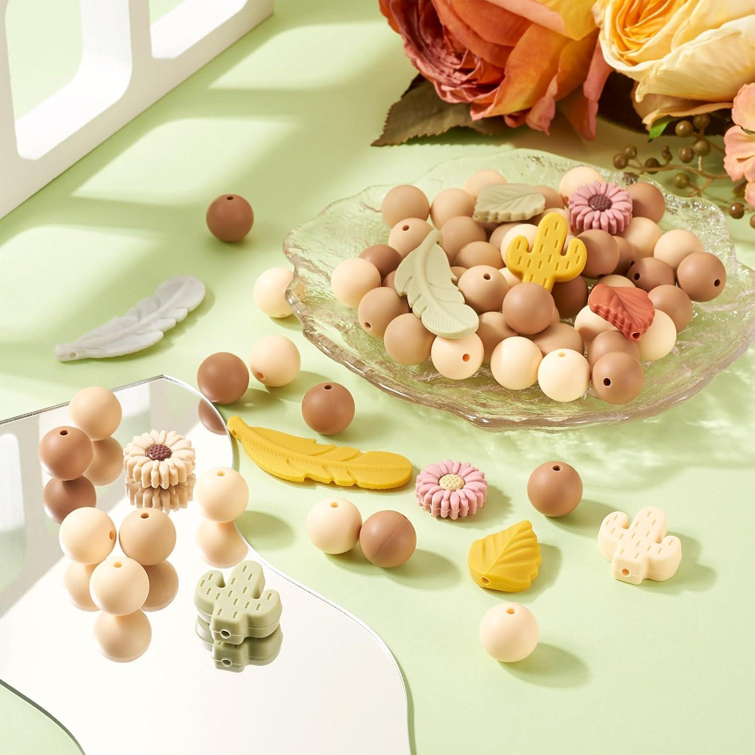 72 Perlas Focales de Silicona Craftdady - 15mm y Formas Variadas