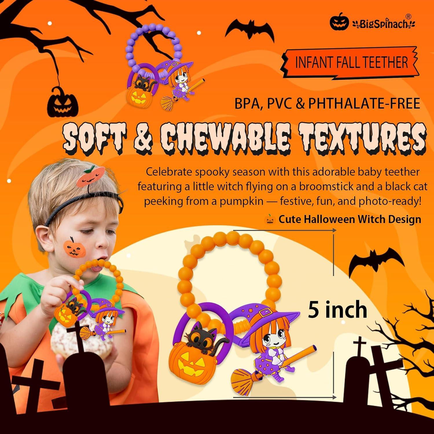 Mordedor de Silicona para Bebés Halloween 2PC - Bruja y Gato