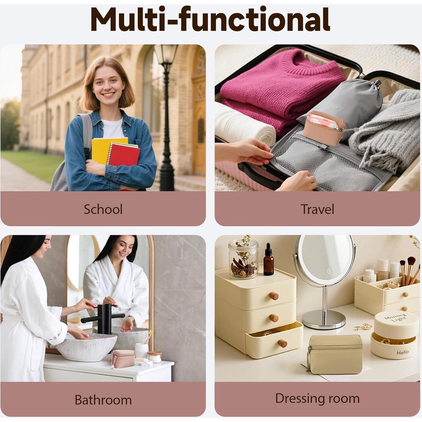 Bolsa de Almacenamiento YDR para Toallas Sanitarias Rosa 12x23cm