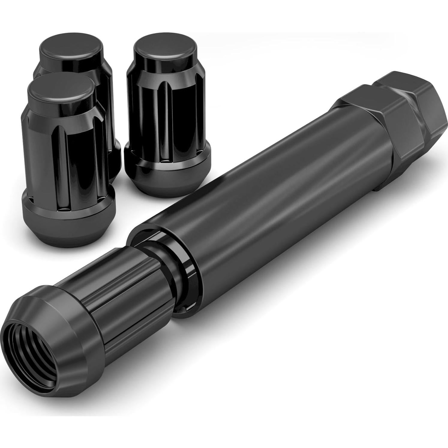 Tuerca de Rueda Cromada Negra M12x1.50 White Knight - Paquete de 4