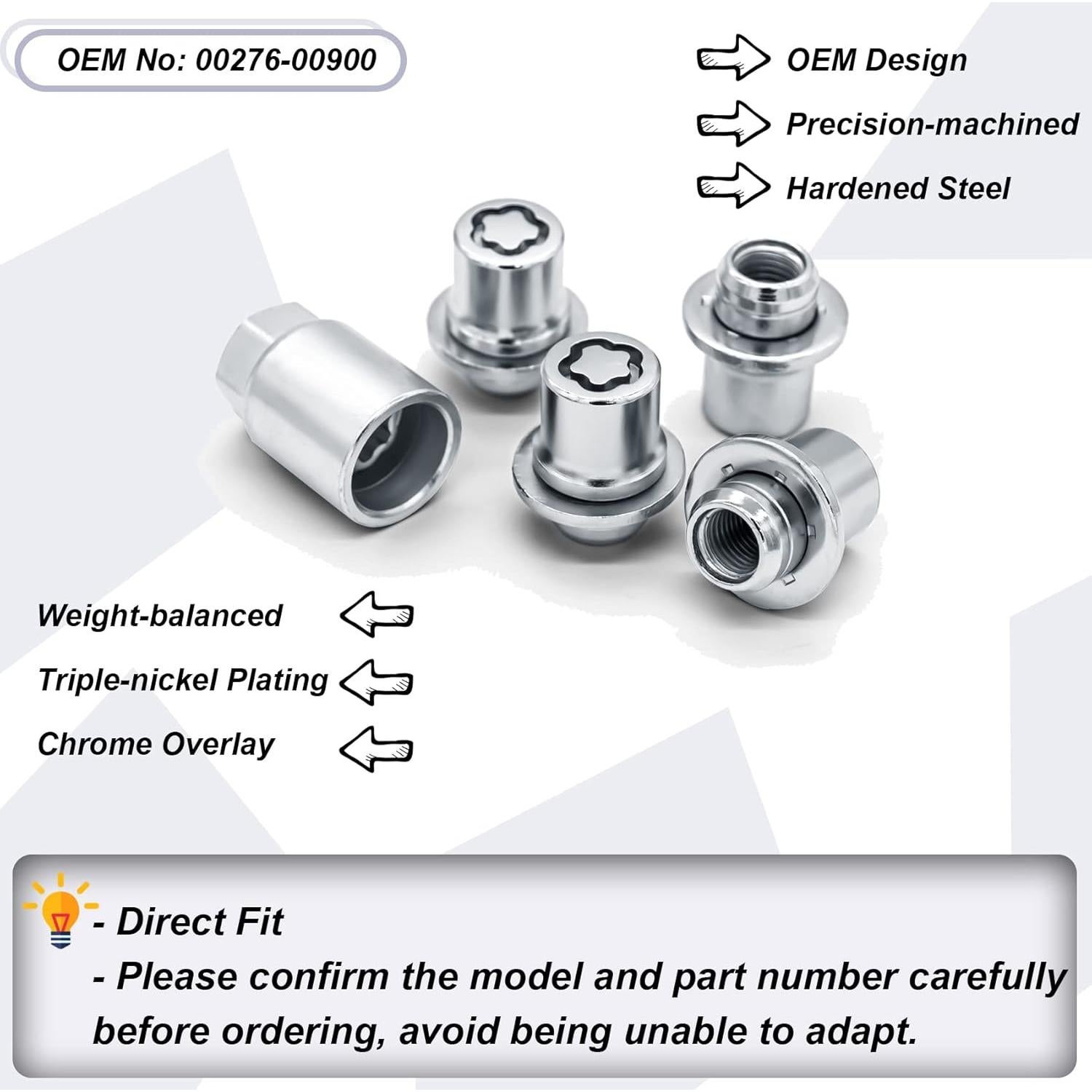 Juego de Tuercas de Bloqueo de Rueda M12 x 1.5 Cromo FHRHRY
