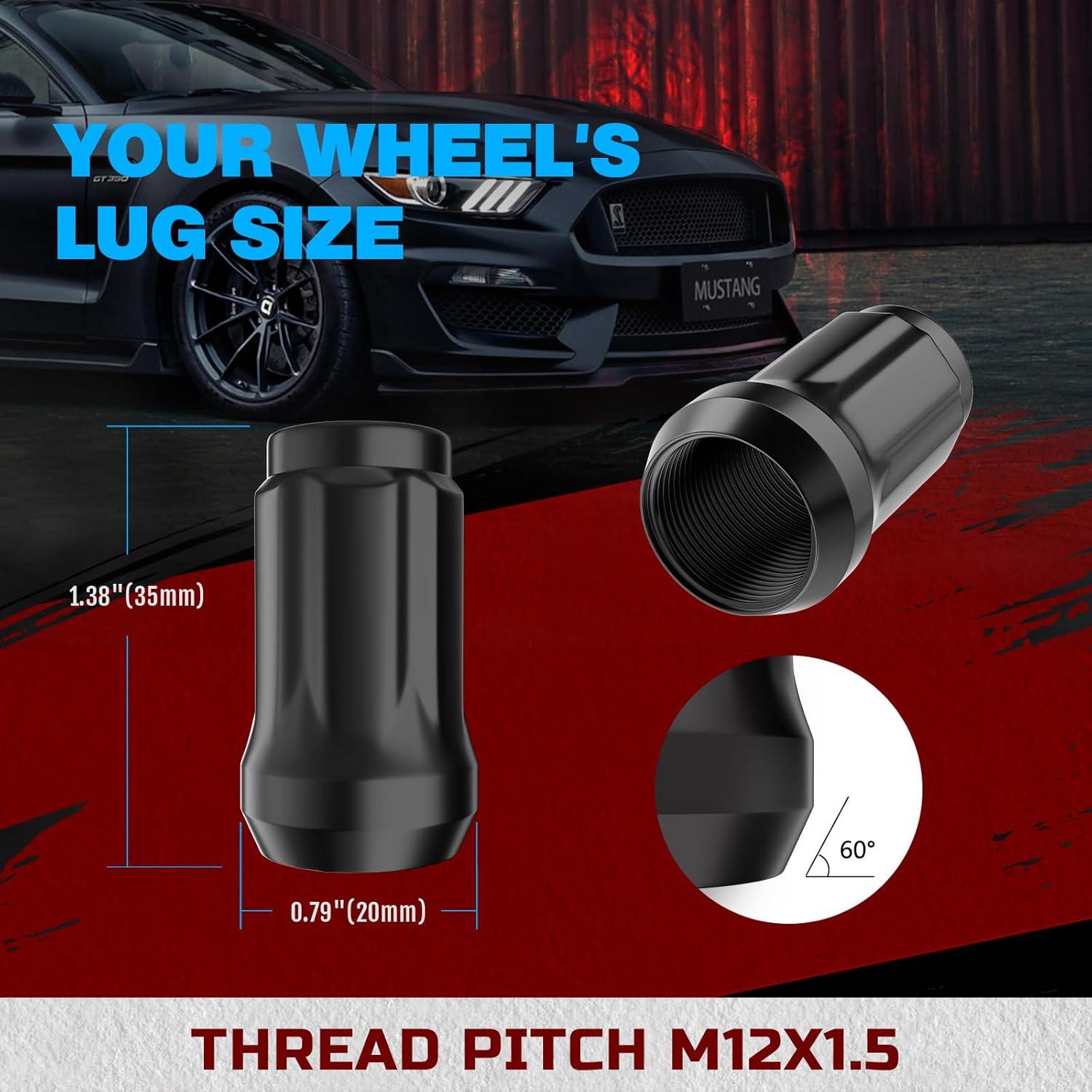 Tuercas de Llantas JiiinMiiin M12x1.5 Cromo 20 Piezas 8.89 cm