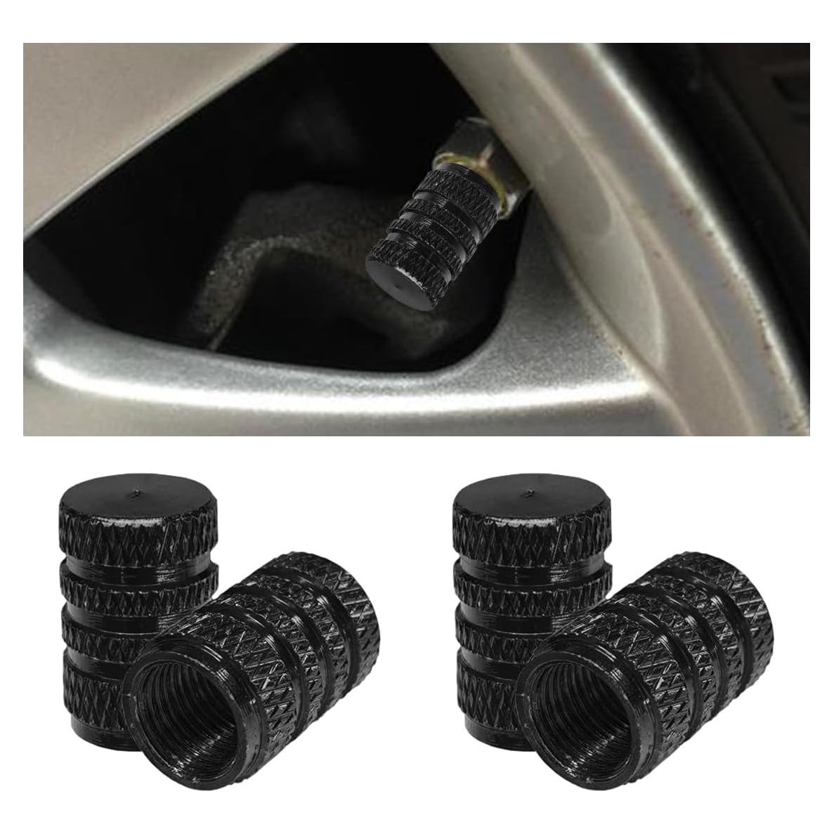 4 Tapones de Válvula de Neumático LHDOS - Aluminio Negro