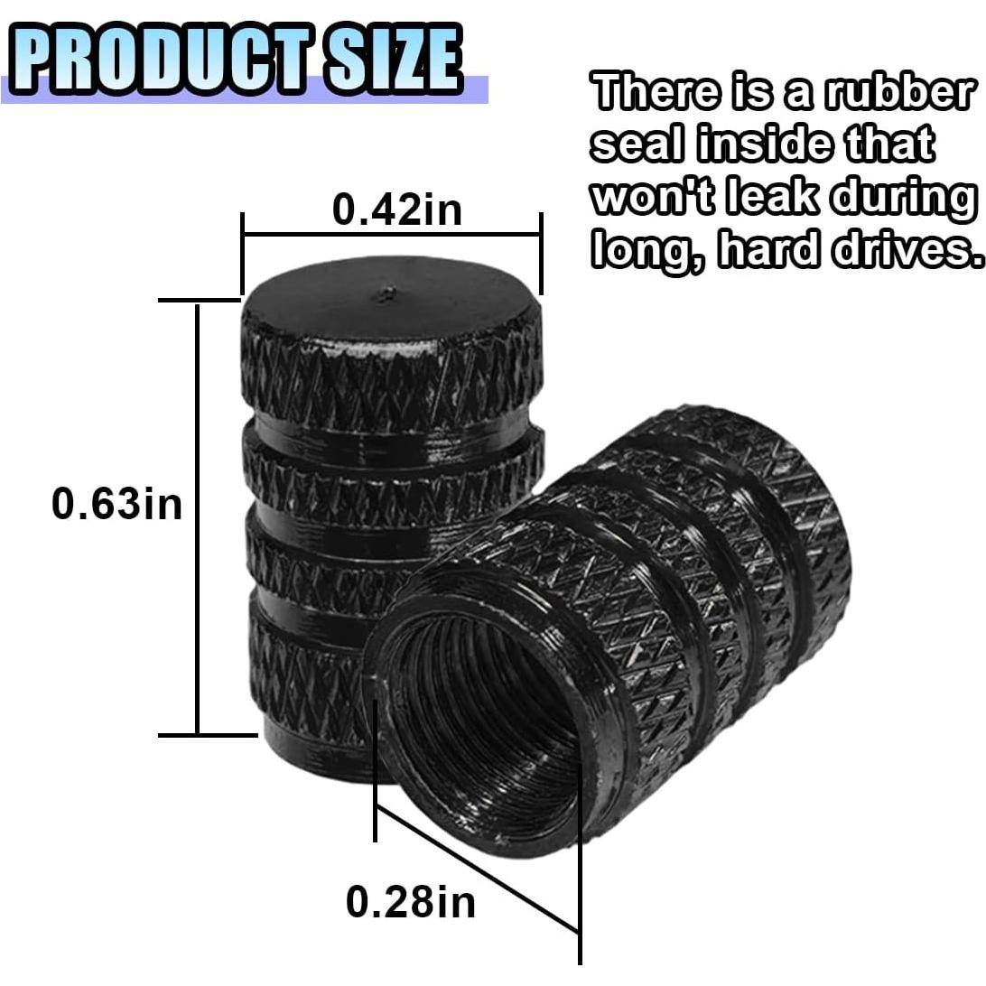 4 Tapones de Válvula de Neumático LHDOS - Aluminio Negro