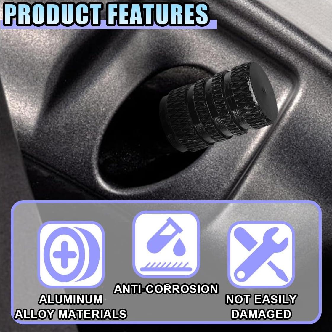 4 Tapones de Válvula de Neumático LHDOS - Aluminio Negro