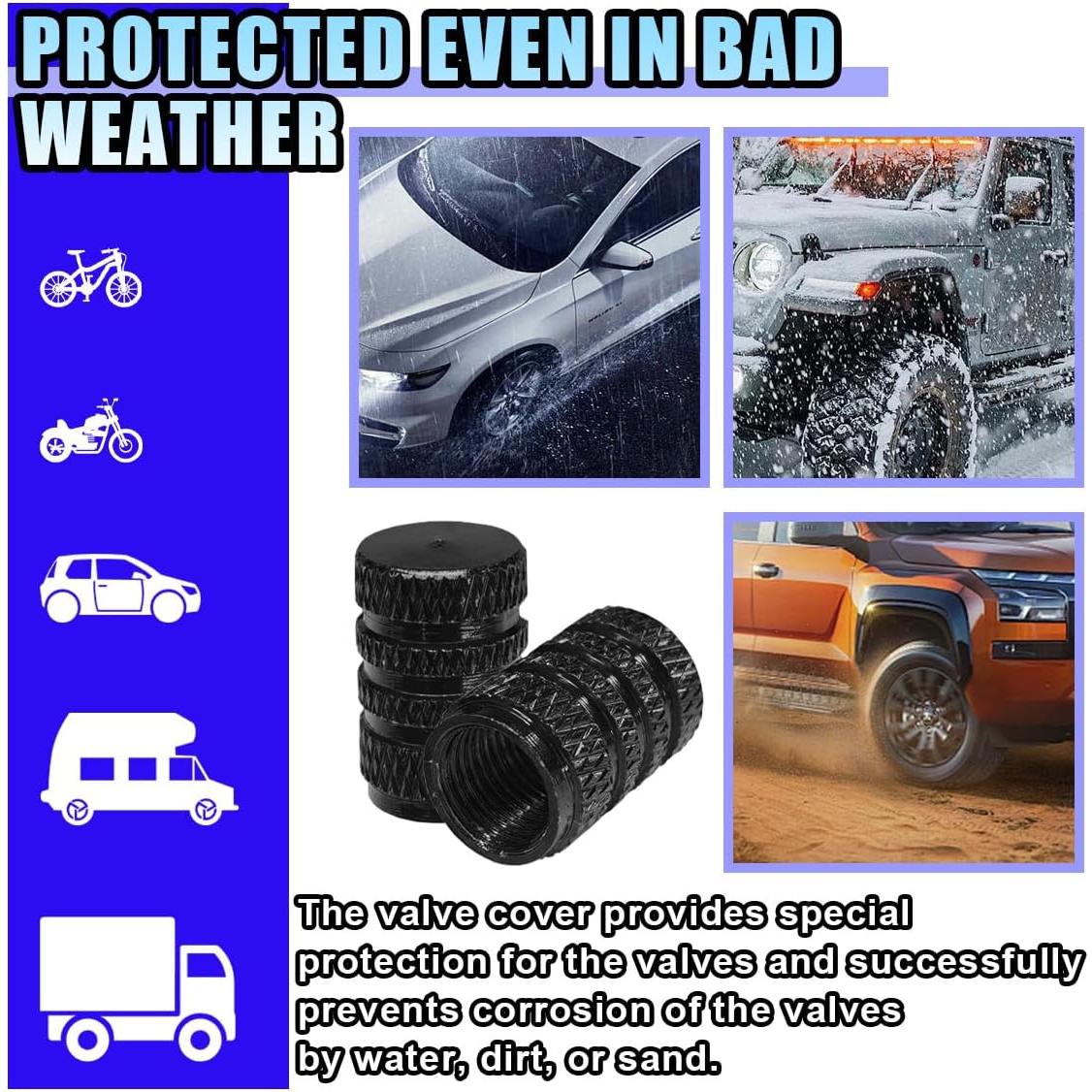 4 Tapones de Válvula de Neumático LHDOS - Aluminio Negro