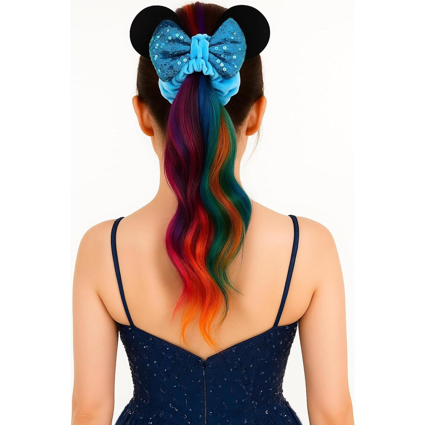 Set de 2 Diademas de Orejas de Ratón con Moño Brillante Rosa