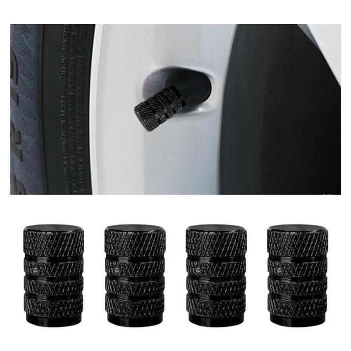 4 Tapones de Válvula de Neumático BDZMC Aluminio Negro
